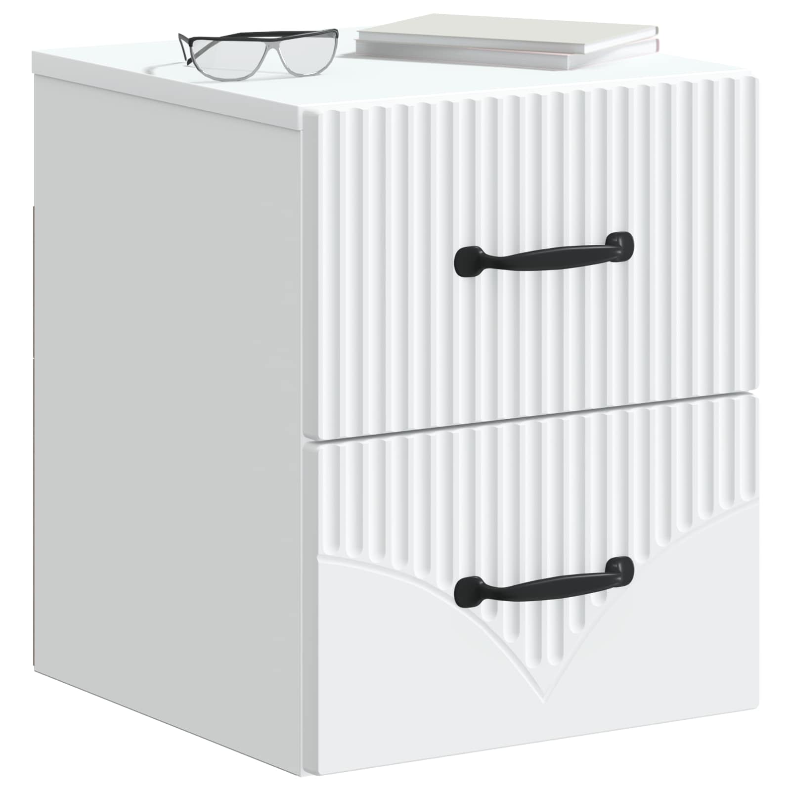 Noćni ormarić za montažu na zid 2 pcs Bijela 34,5 x 33 x 40 cm