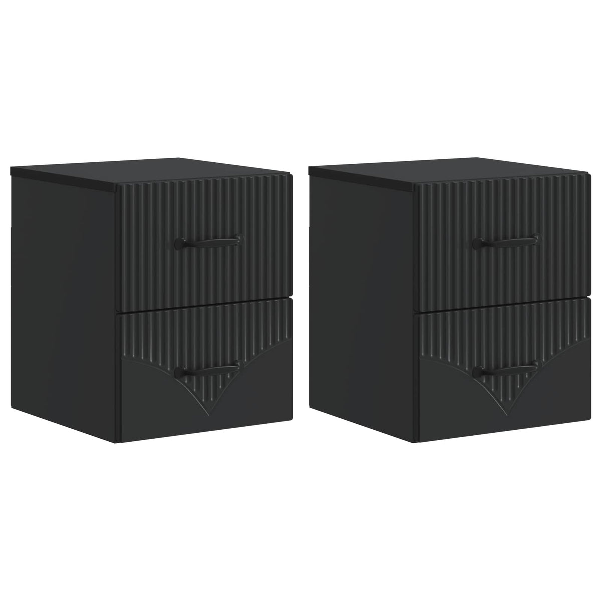 Noćni ormarić za montažu na zid 2 pcs Crna 34,5 x 33 x 40 cm