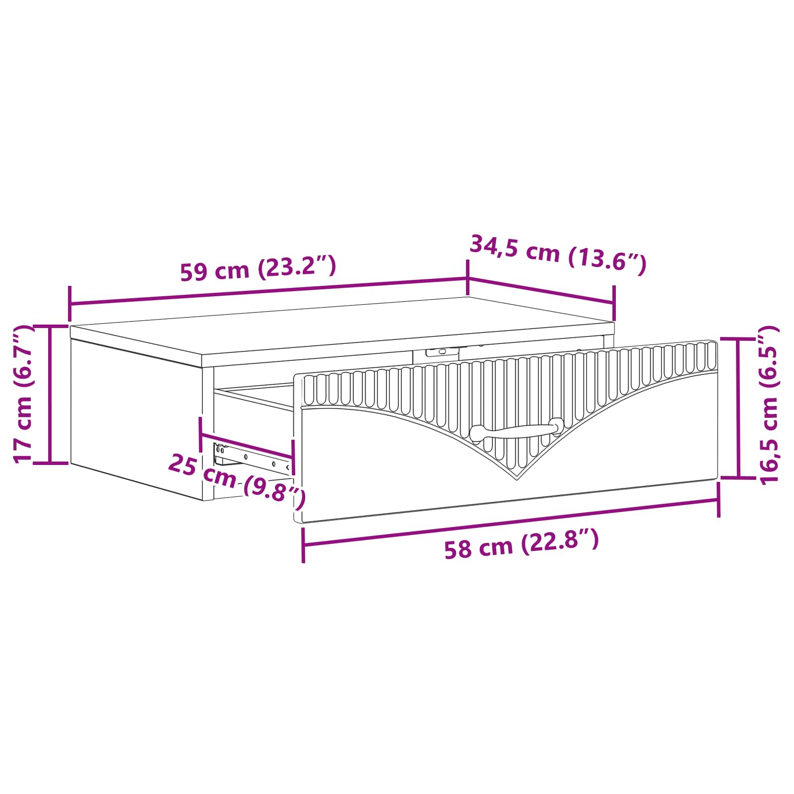Stolna montirana na zid Staro drvo 59 x 34,5 x 17 cm