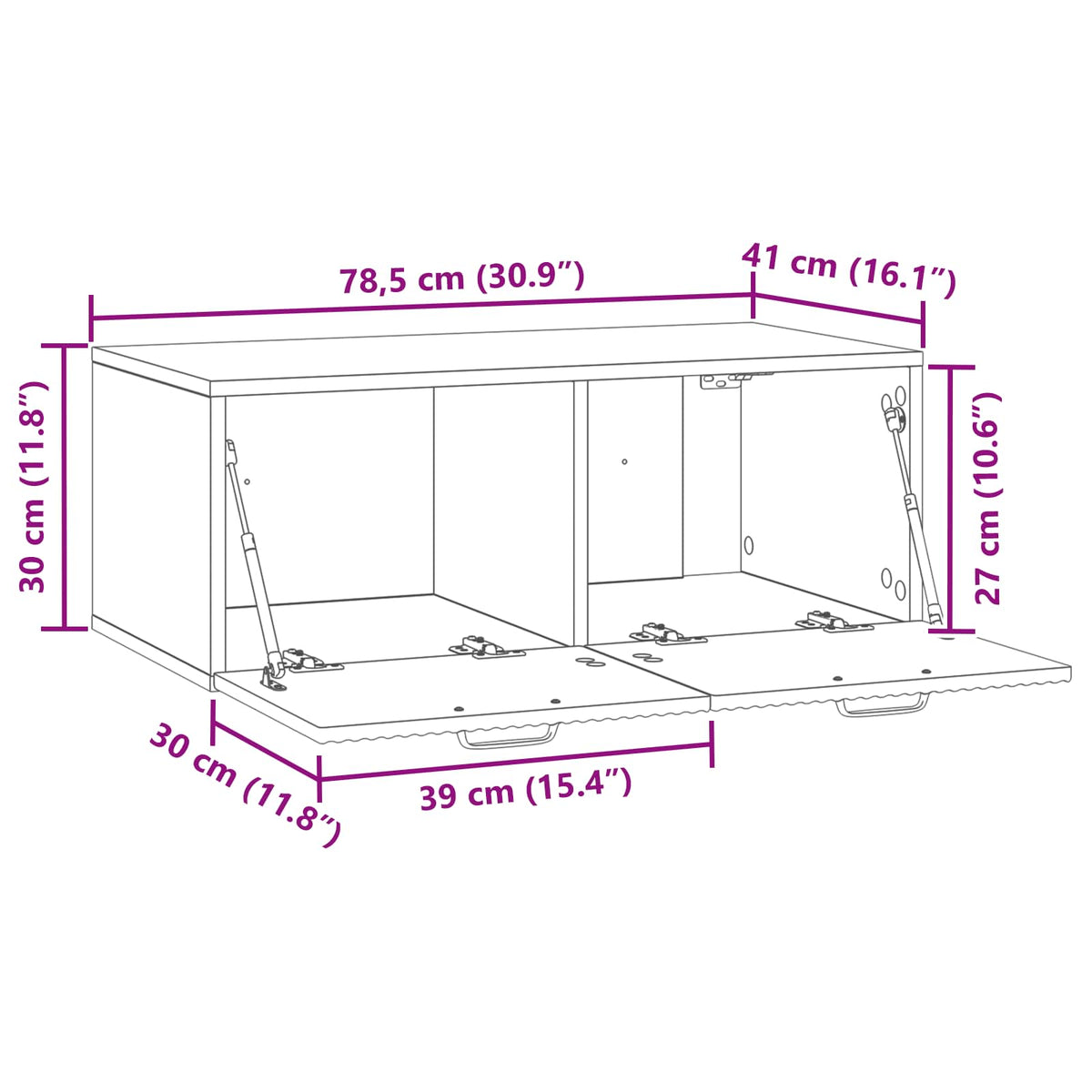 TV ormar za zid 78,5 x 41 x 30 cm Hrast artisan