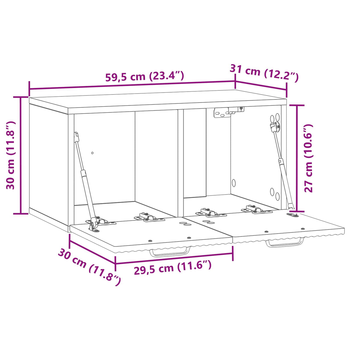 TV ormar za zid Zidne Hrast sonoma 59,5 x 31 x 30 cm
