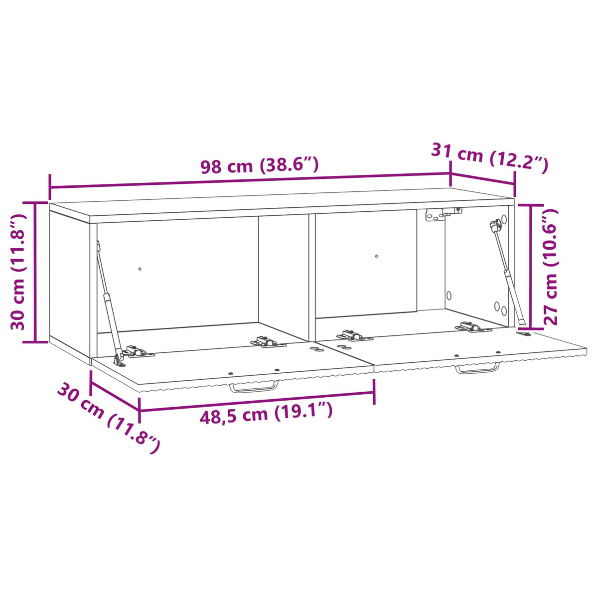 TV ormar za zid Hrast sonoma 98 x 31 x 30 cm Konstruirano drvo