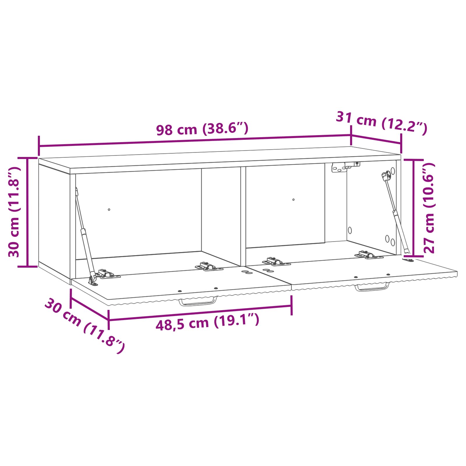 TV ormar za zid Dimljeni hrast 98 x 31 x 30 cm