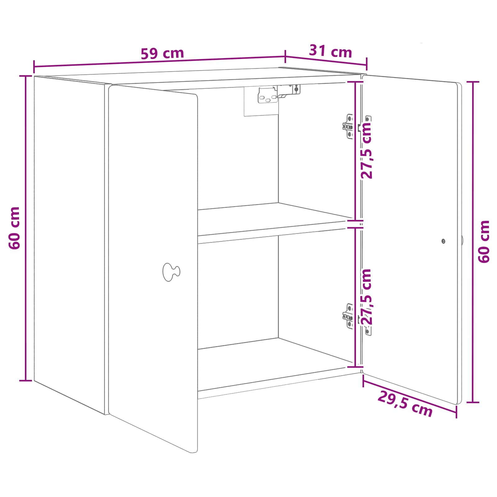 Ormar za montažu na zid Betonska siva 59 x 31 x 60 cm