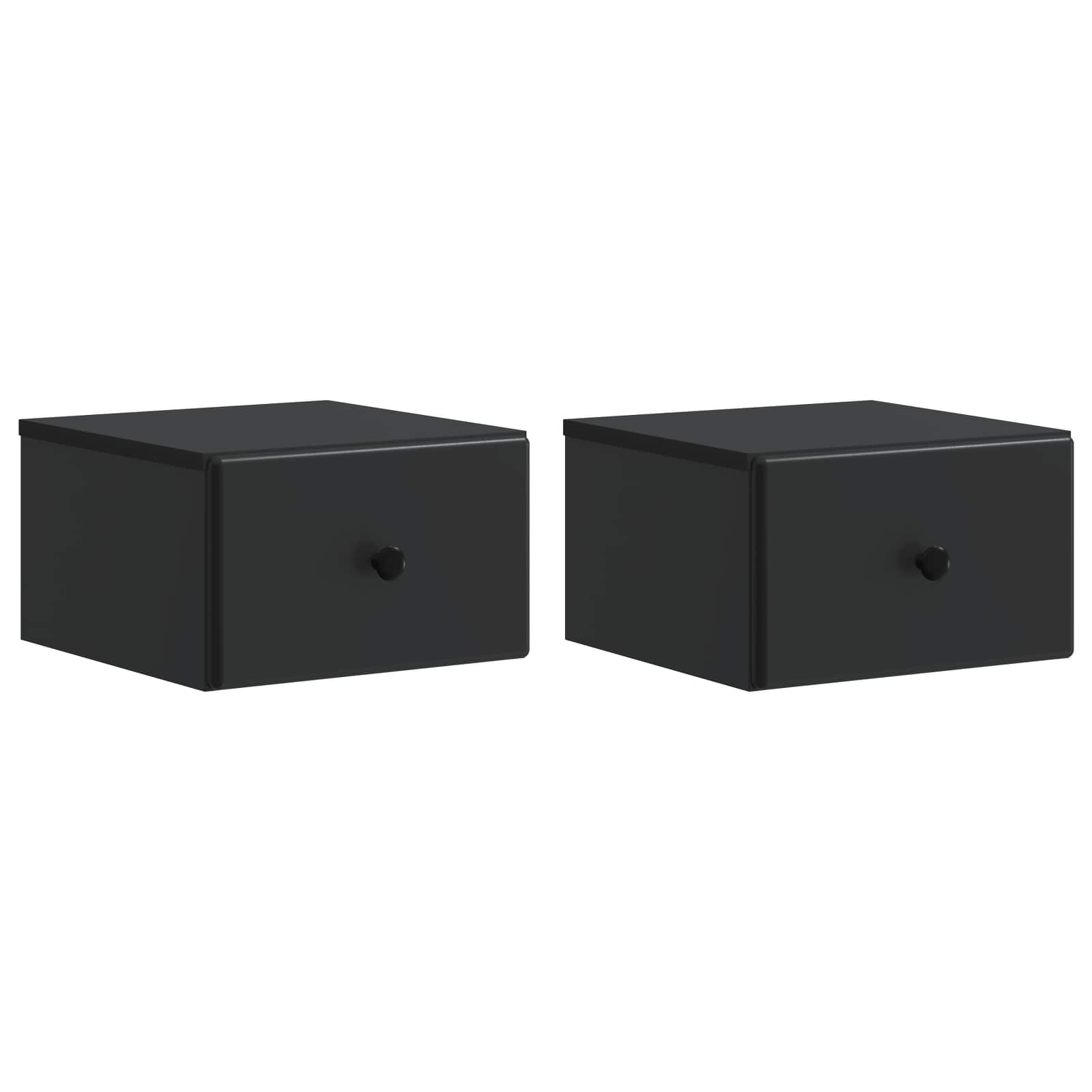 Noćni ormarić za montažu na zid 2 pcs Crna 34,5 x 33 x 20 cm