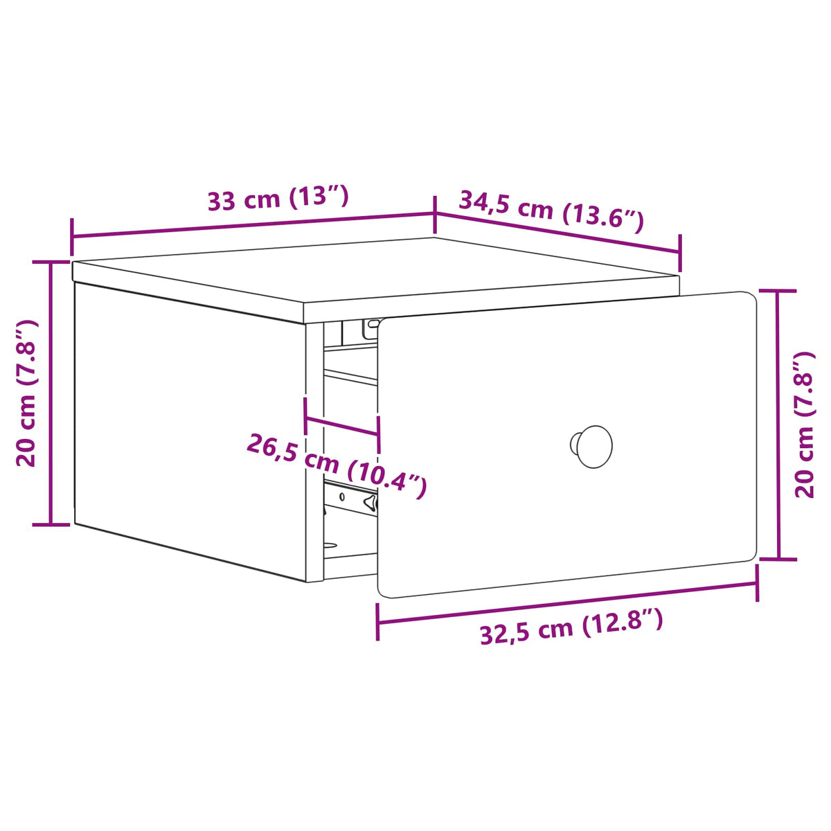 Noćni ormarić za montažu na zid 2 pcs Crna 34,5 x 33 x 20 cm