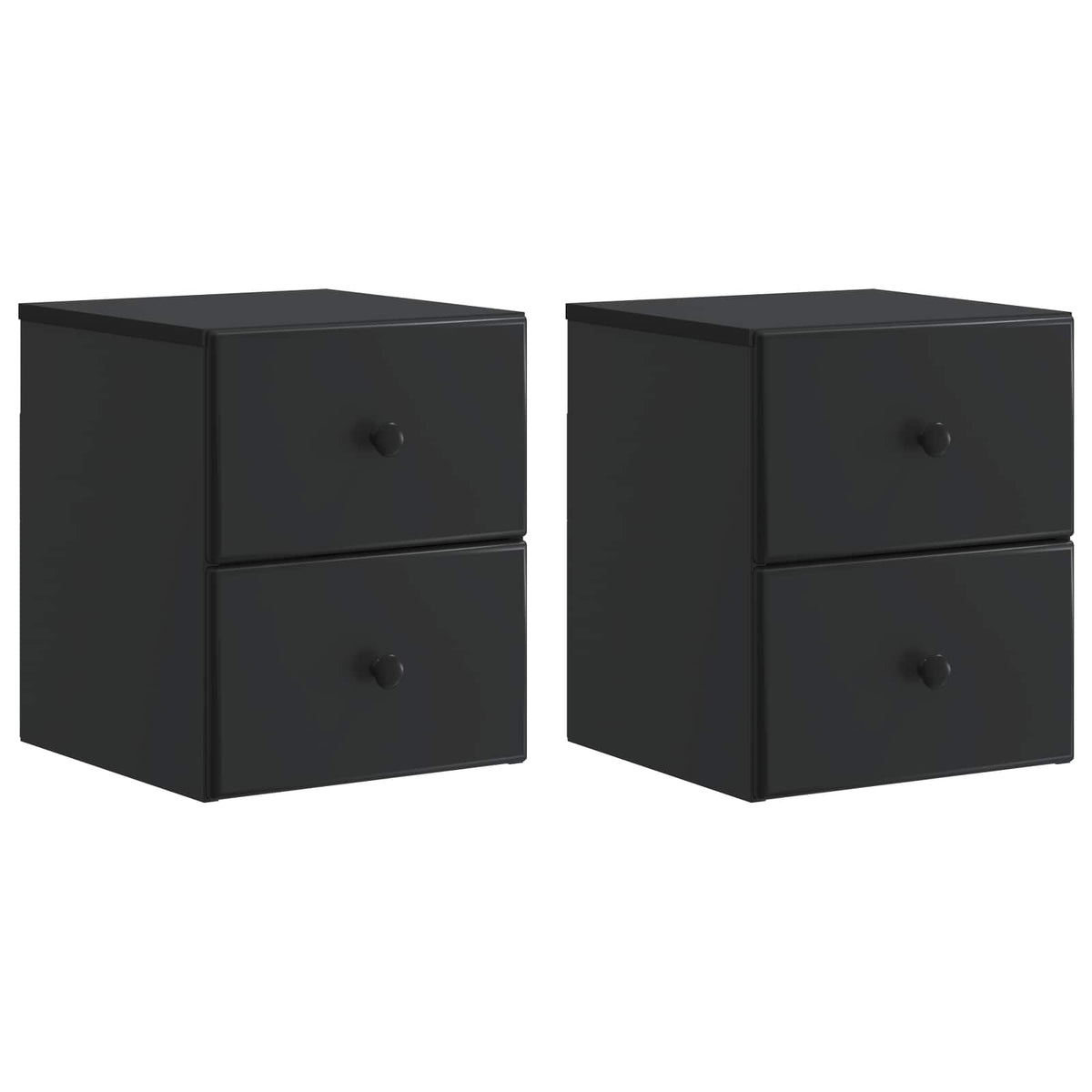 Noćni ormarić za montažu na zid 2 pcs Crna 34,5 x 33 x 40 cm