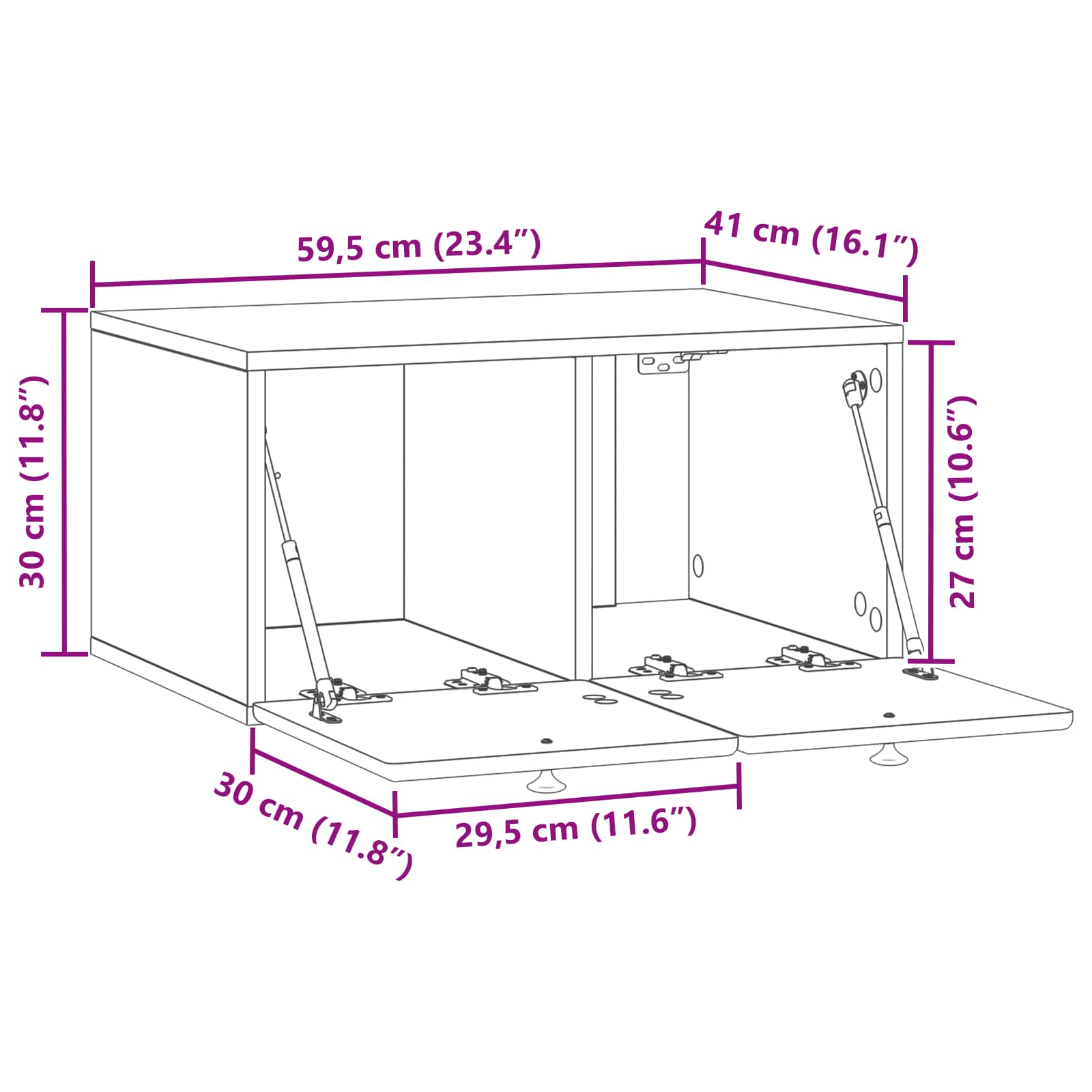 TV ormar za zid 59,5 x 41 x 30 cm Hrast sonoma