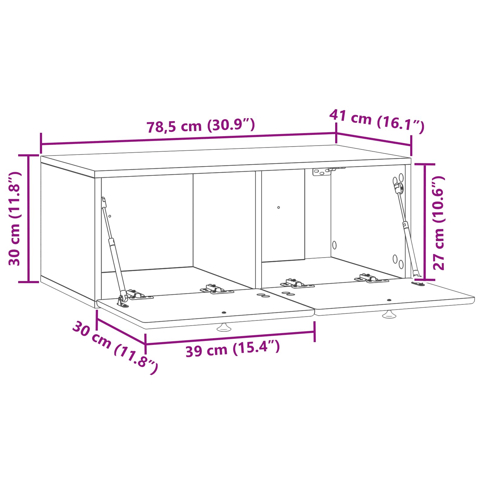 TV ormar za zid 78,5 x 41 x 30 cm Dimljeni hrast