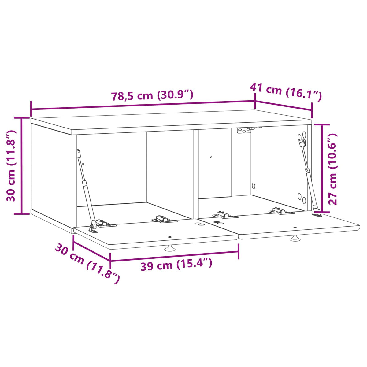 TV ormar za zid 78,5 x 41 x 30 cm Staro drvo Konstruirano drvo