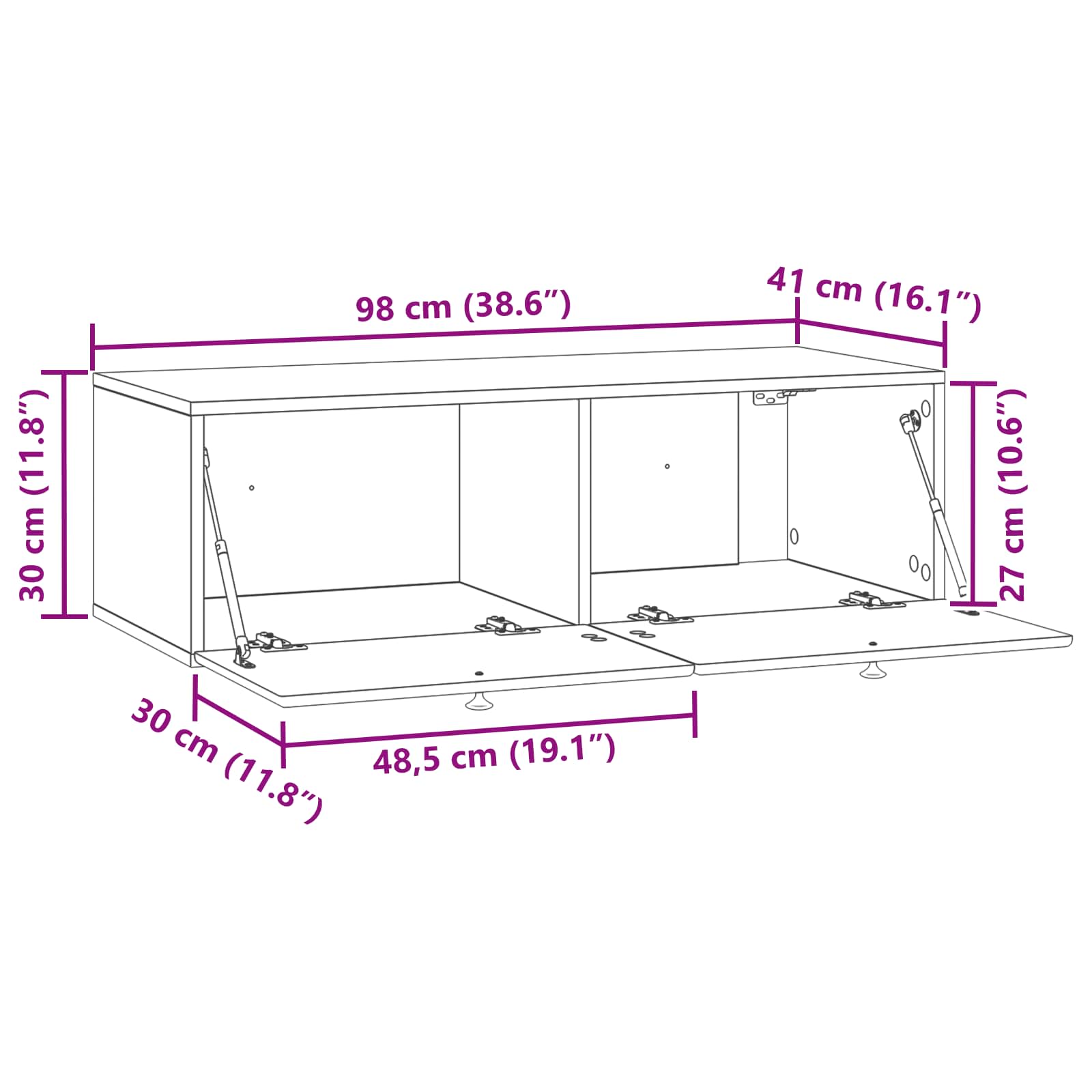 TV ormar za zid 98 x 41 x 30 cm Hrast artisan Konstruirano drvo