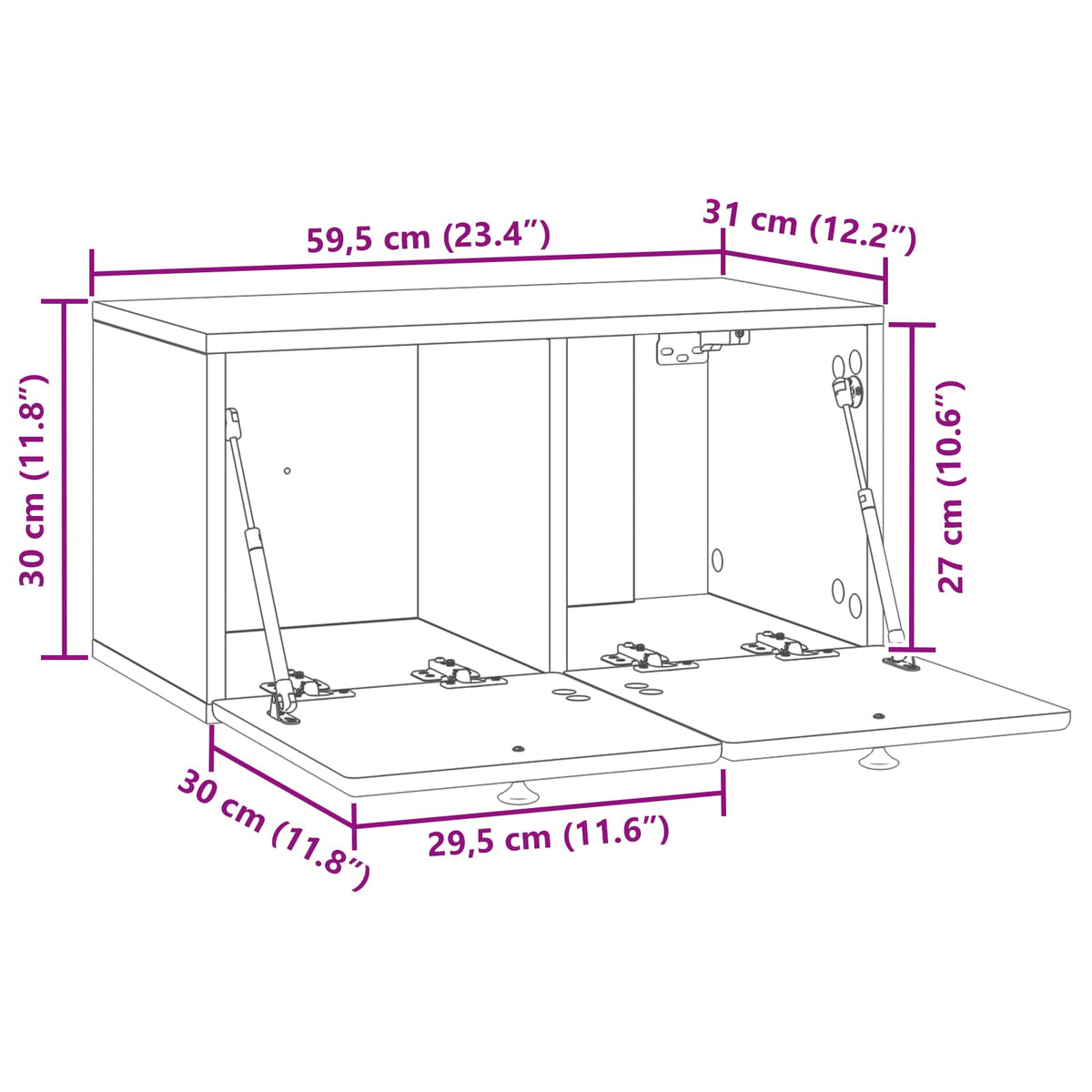 TV ormar za zid 59,5 x 31 x 30 cm Crna Konstruirano drvo Zidne