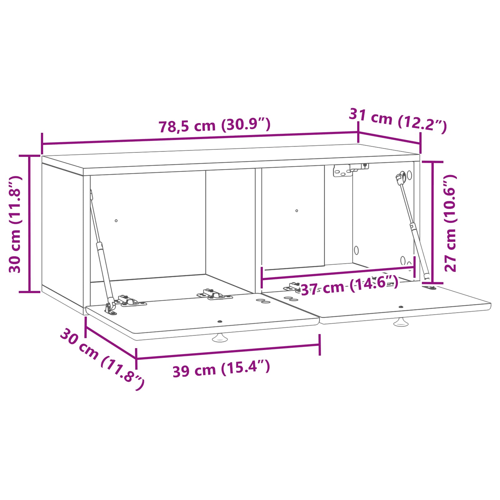 TV ormar za zid 78,5 x 31 x 30 cm Betonska siva