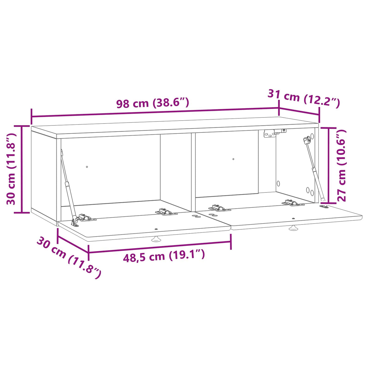 TV ormar za zid 98 x 31 x 30 cm Staro drvo Konstruirano drvo