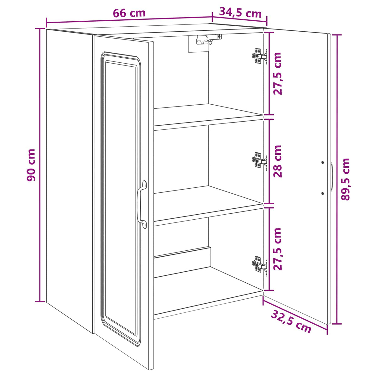 Ormar za montažu na zid 66 x 34,5 x 90 cm Konstruirano drvo