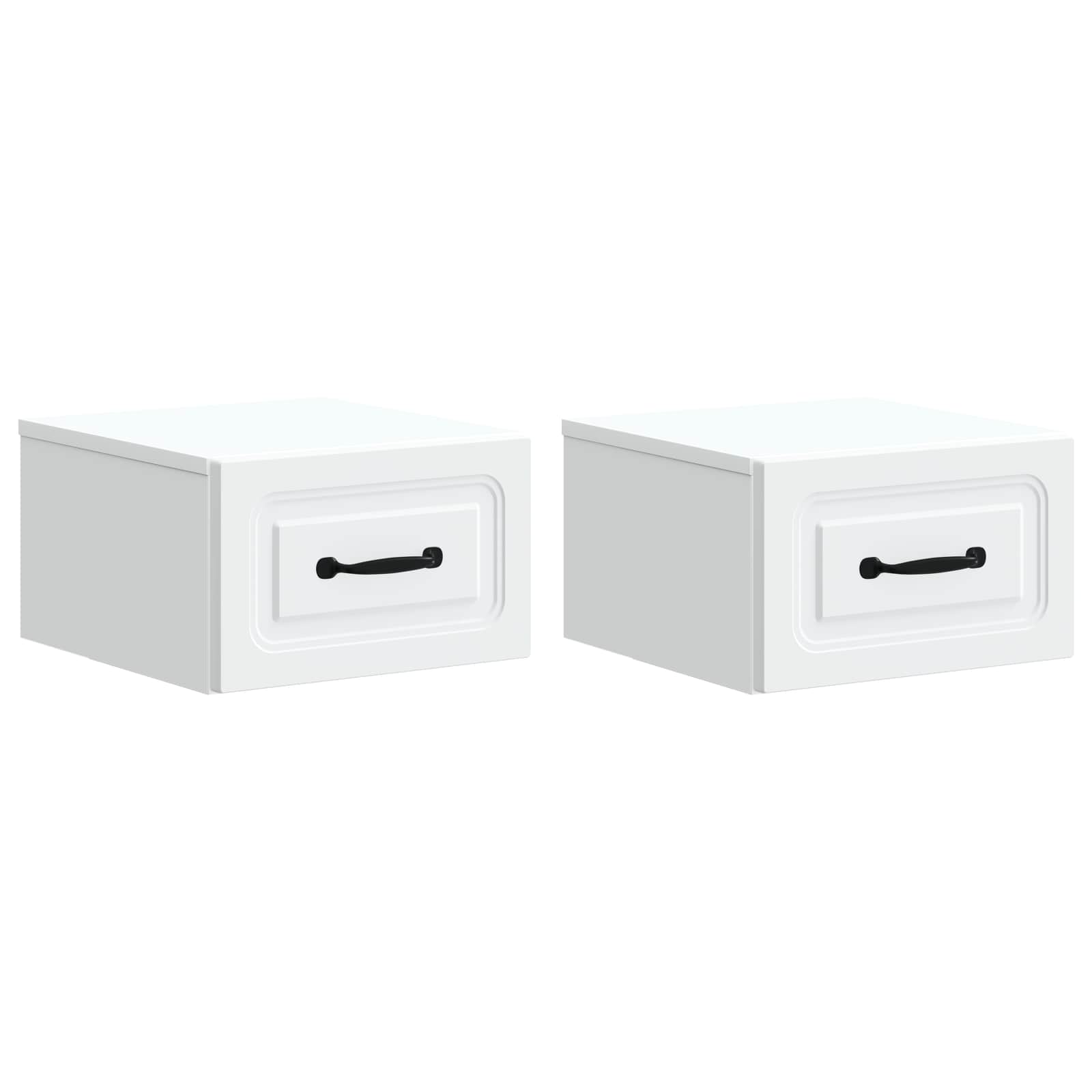 Noćni ormarić za montažu na zid 2 pcs Bijela 34,5 x 33 x 20 cm