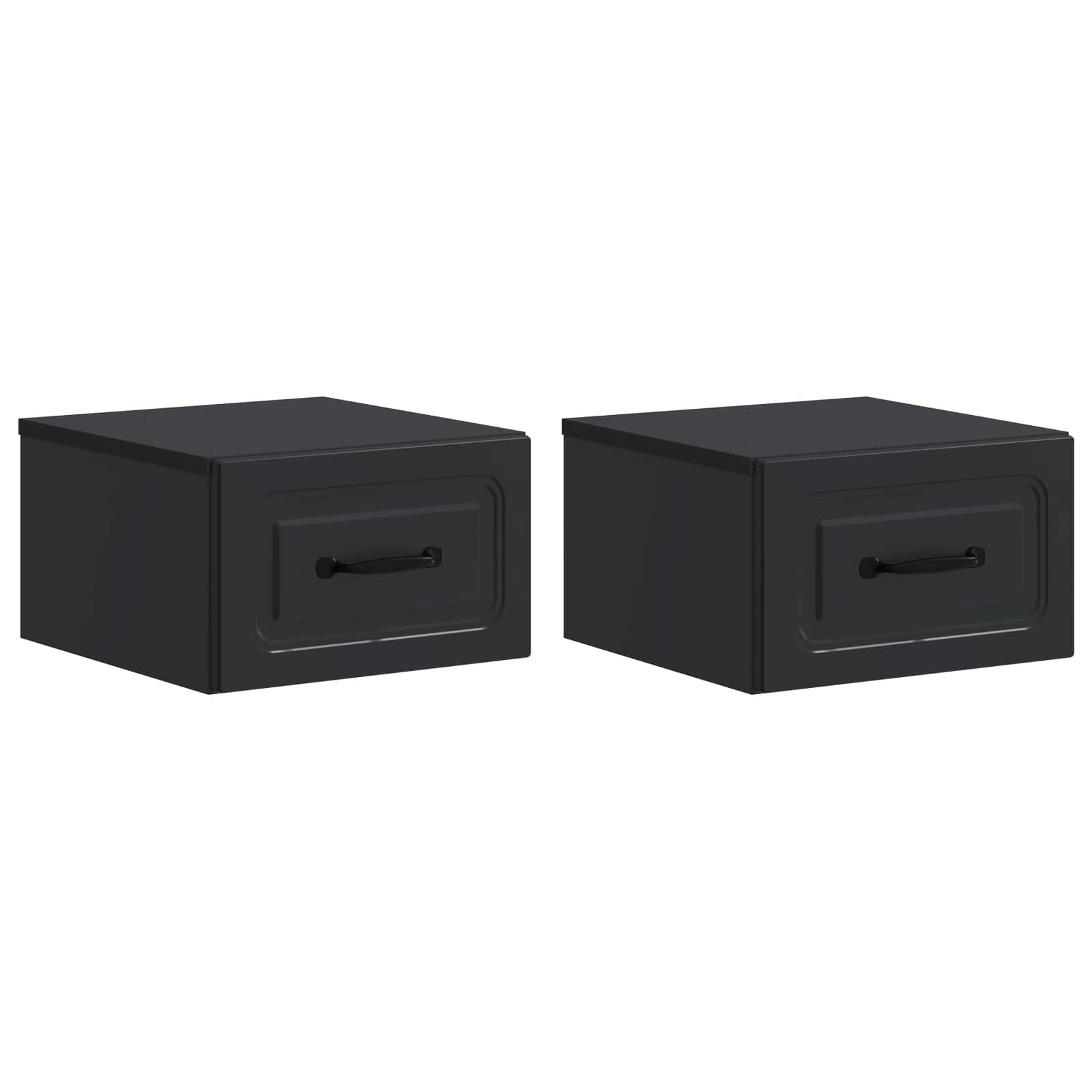 Noćni ormarić za montažu na zid 2 pcs Crna 34,5 x 33 x 20 cm