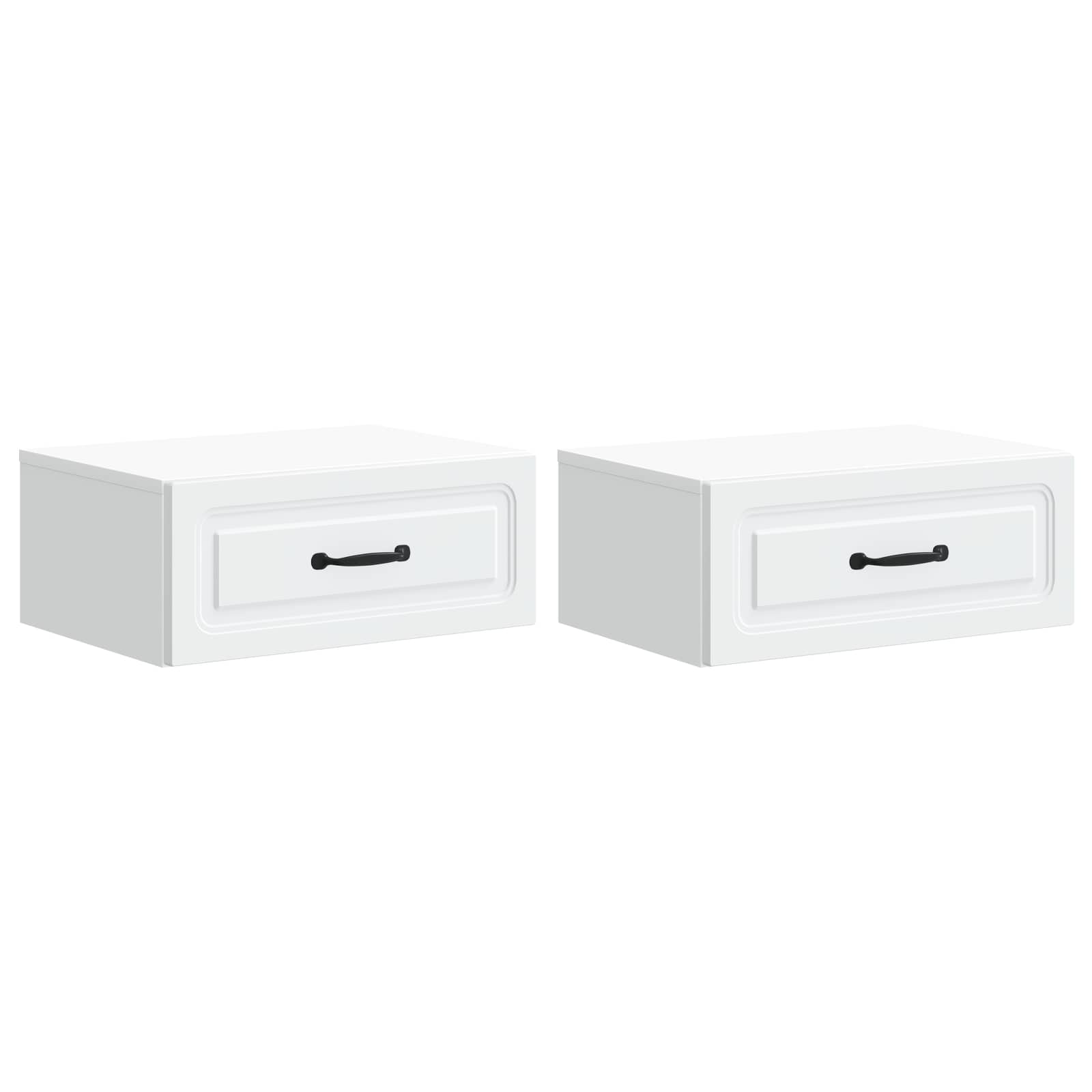 Noćni ormarić za montažu na zid 2 pcs Bijela 49 x 34,5 x 20 cm