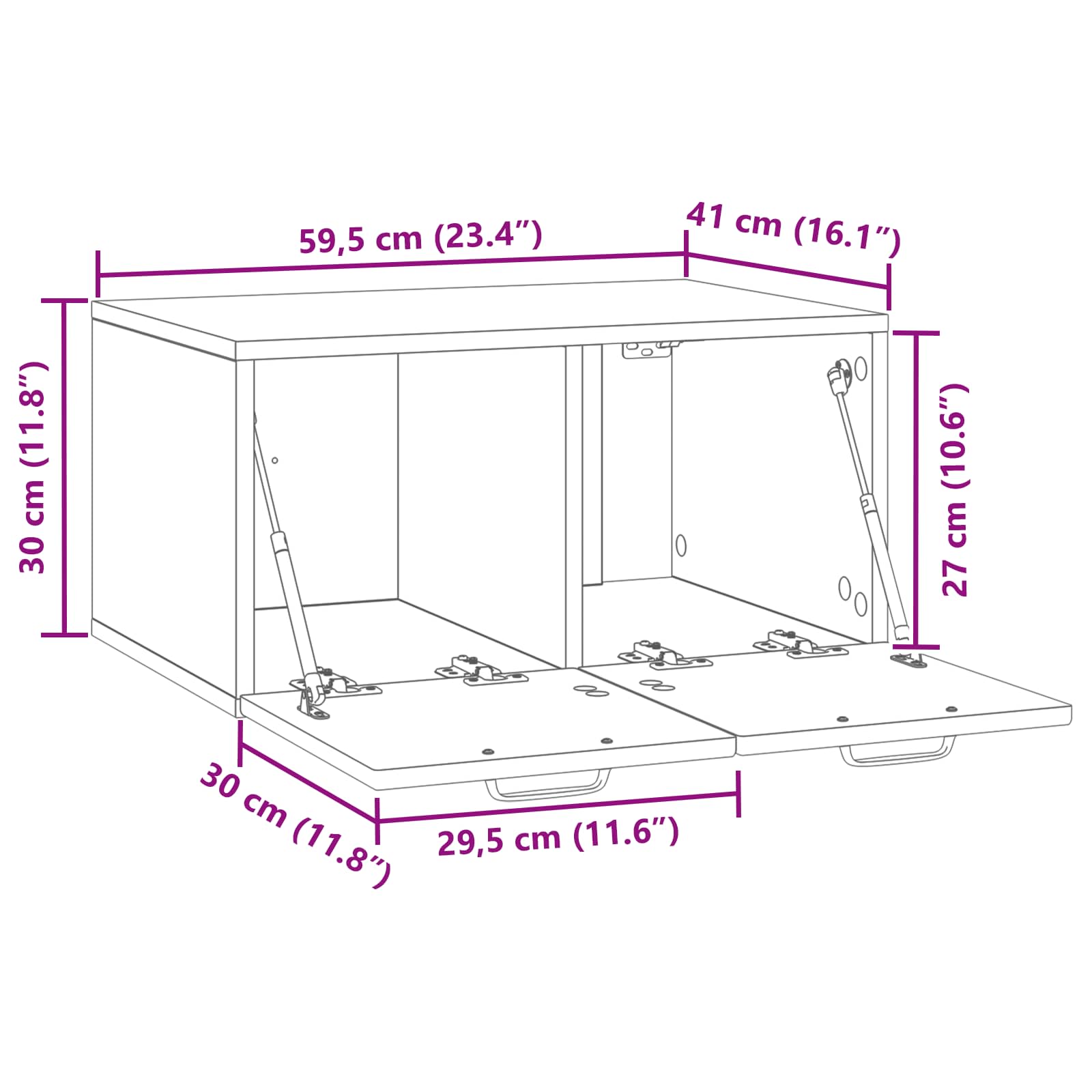 TV ormar za zid Zidne Hrast artisan 59,5 x 41 x 30 cm