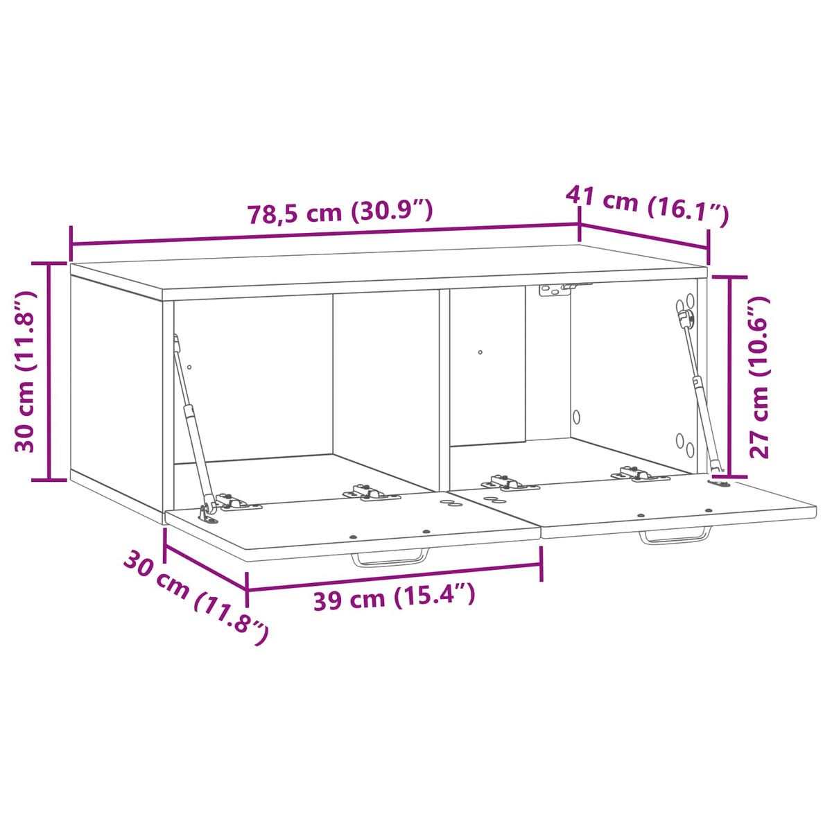 TV ormar za zid Zidne Dimljeni hrast 78,5 x 41 x 30 cm