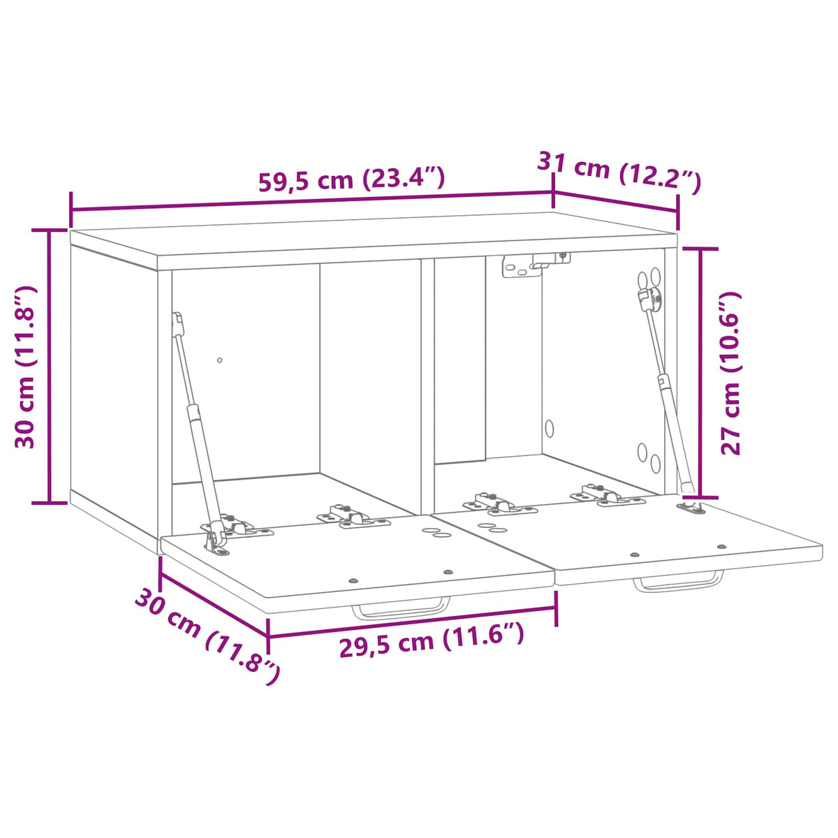 TV ormar za zid 59,5 x 31 x 30 cm Hrast artisan