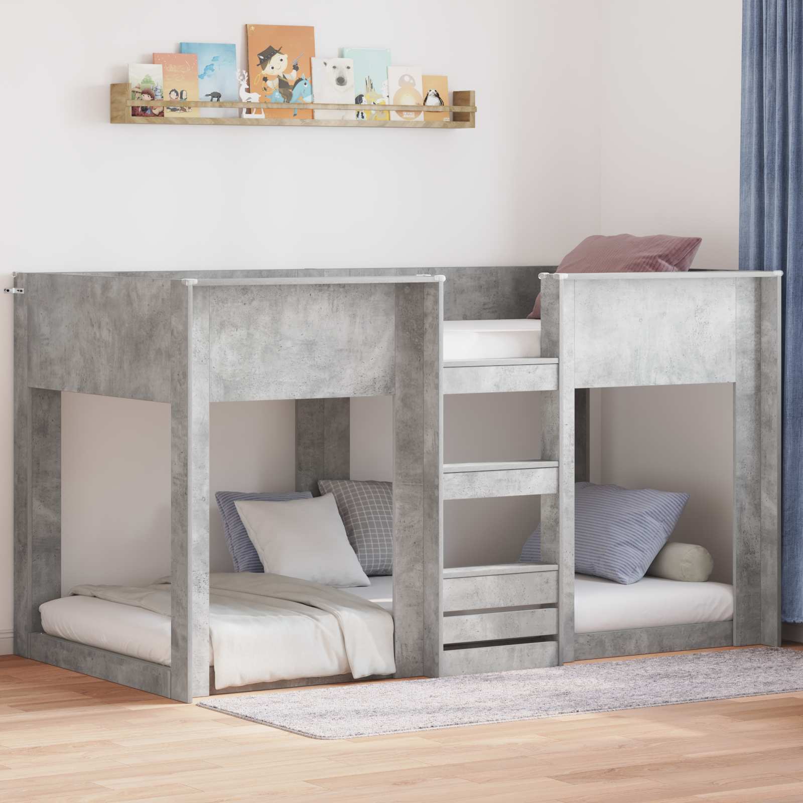 Krevet na kat za djecu Betonski sivi 75 x 190 cm