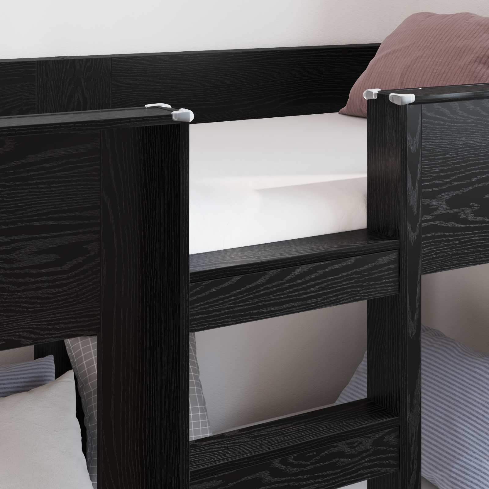 Krevet na kat za djecu Crni hrast 80 x 200 cm Konstruirano drvo