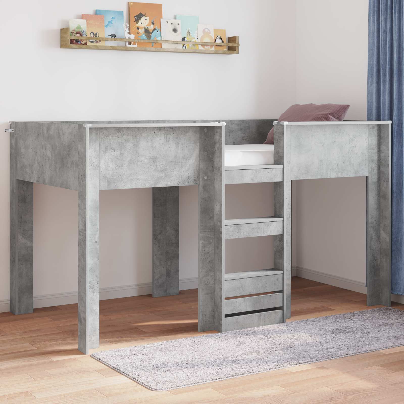 Krevet na kat za djecu s madracem Betonski sivi 100 x 200 cm