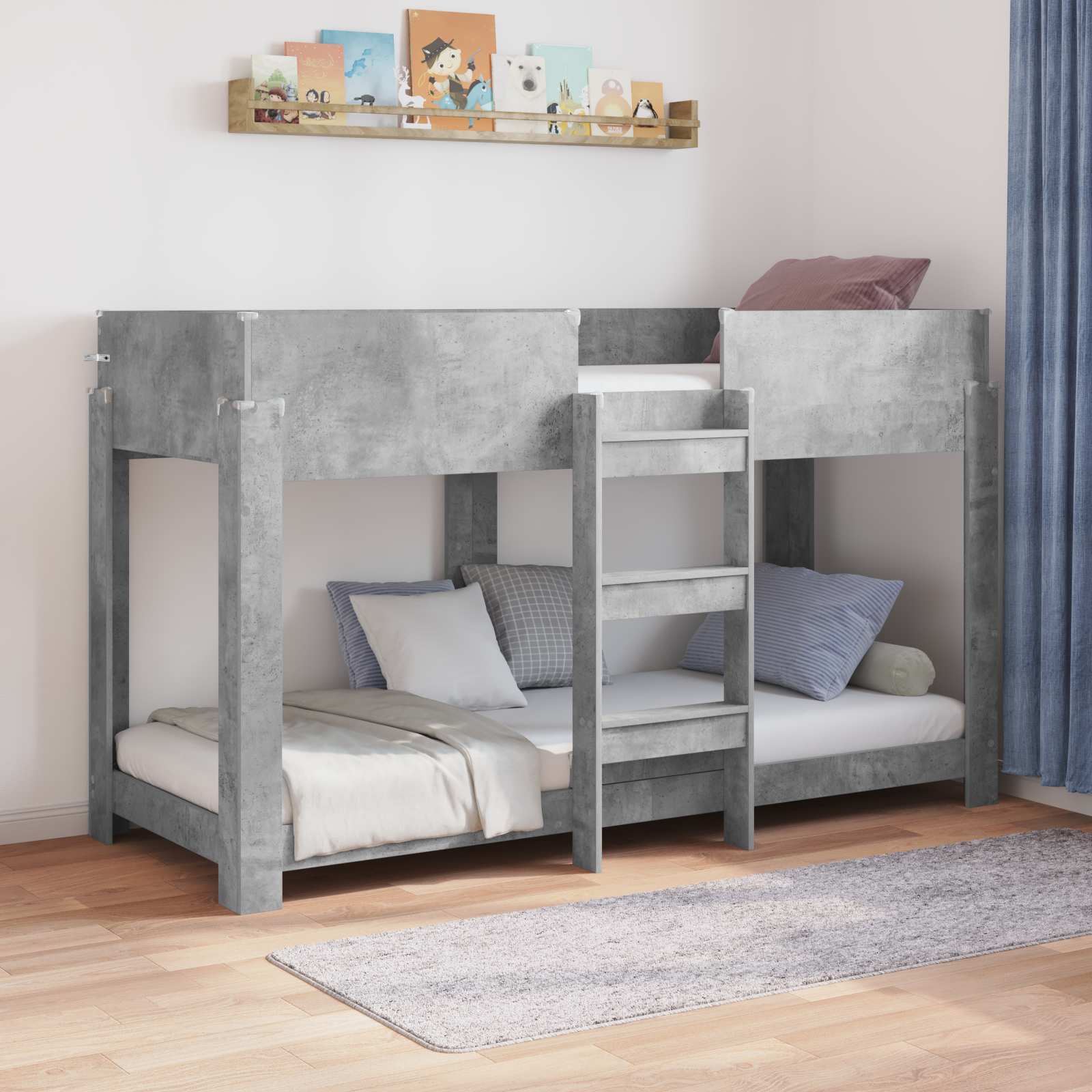 Krevet na kat za djecu Betonski sivi 75 x 190 cm