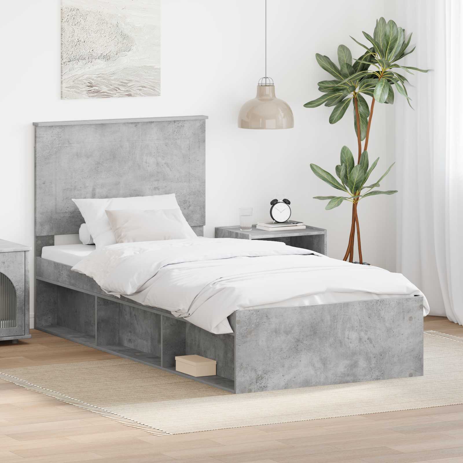 Krevetna konstrukcija Beton 90 x 200 cm Čvrsto borovo drvo