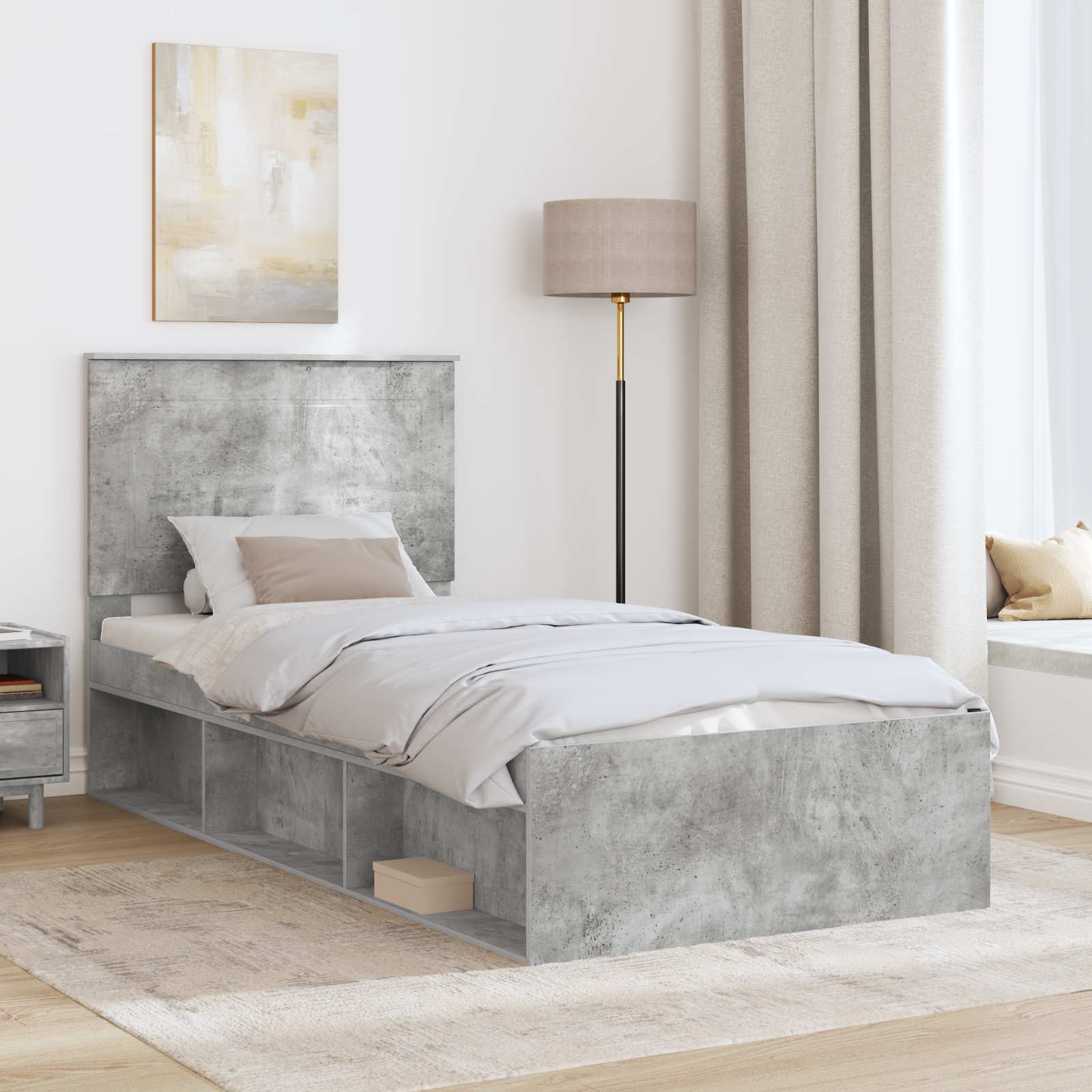 Krevetna konstrukcija Beton 90 x 200 cm Čvrsto borovo drvo