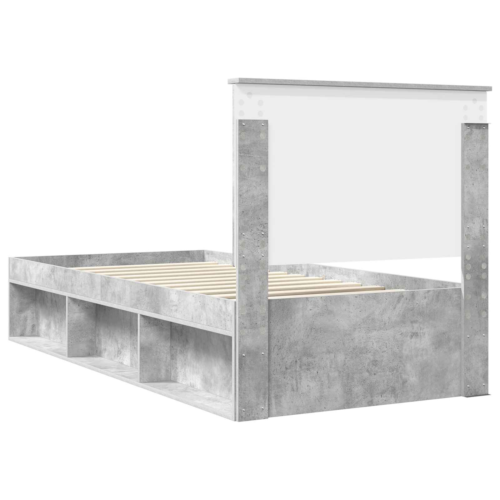 Krevetna konstrukcija Beton 90 x 200 cm Čvrsto borovo drvo