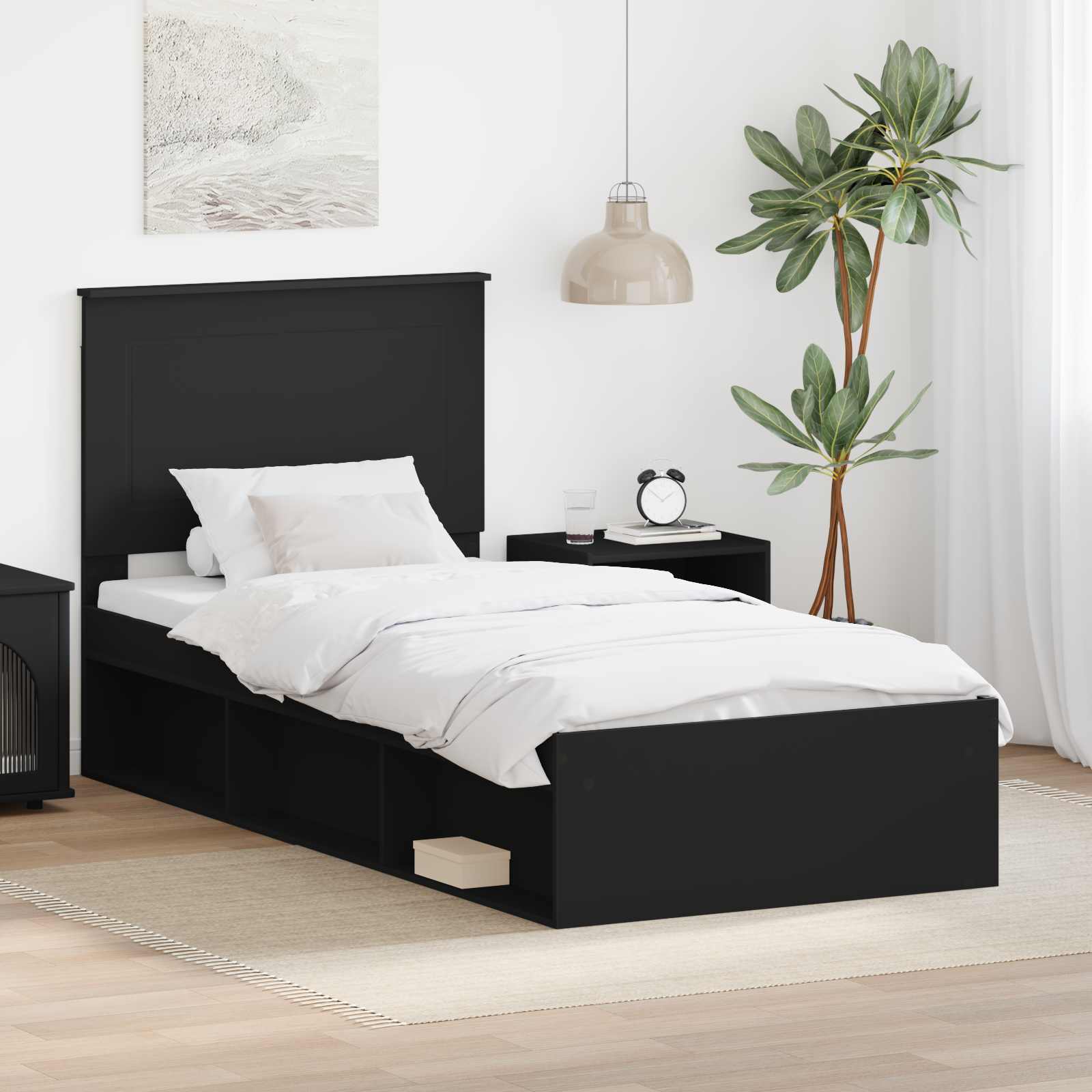 Krevetna konstrukcija Crna 75 x 190 cm Čvrsto borovo drvo