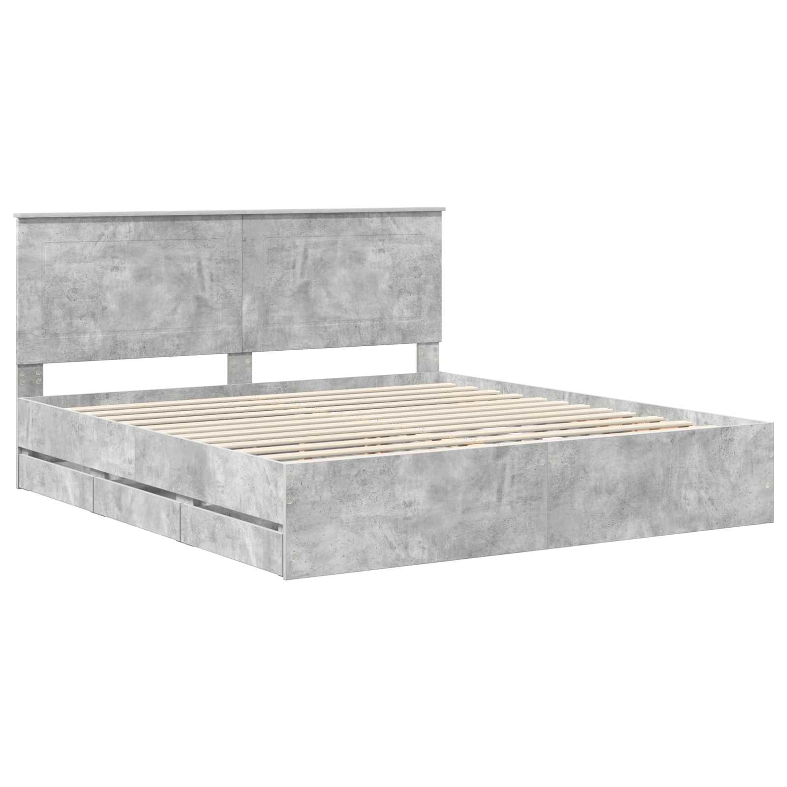 Krevetna konstrukcija s ladicama Betonski sivi 200 x 200 cm