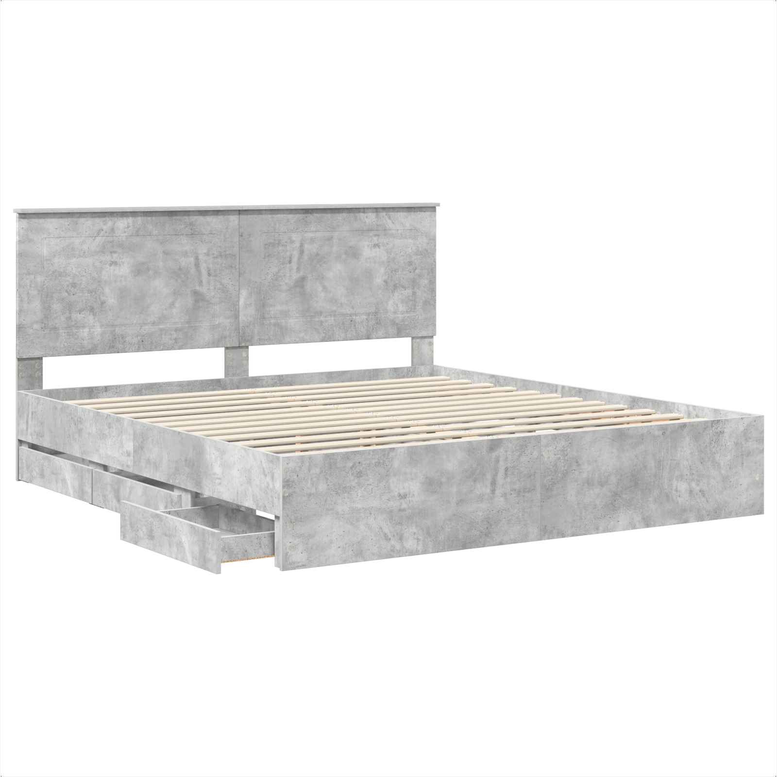 Krevetna konstrukcija s ladicama Betonski sivi 200 x 200 cm