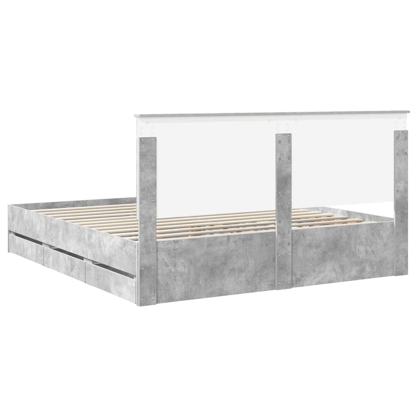 Krevetna konstrukcija s ladicama Betonski sivi 200 x 200 cm