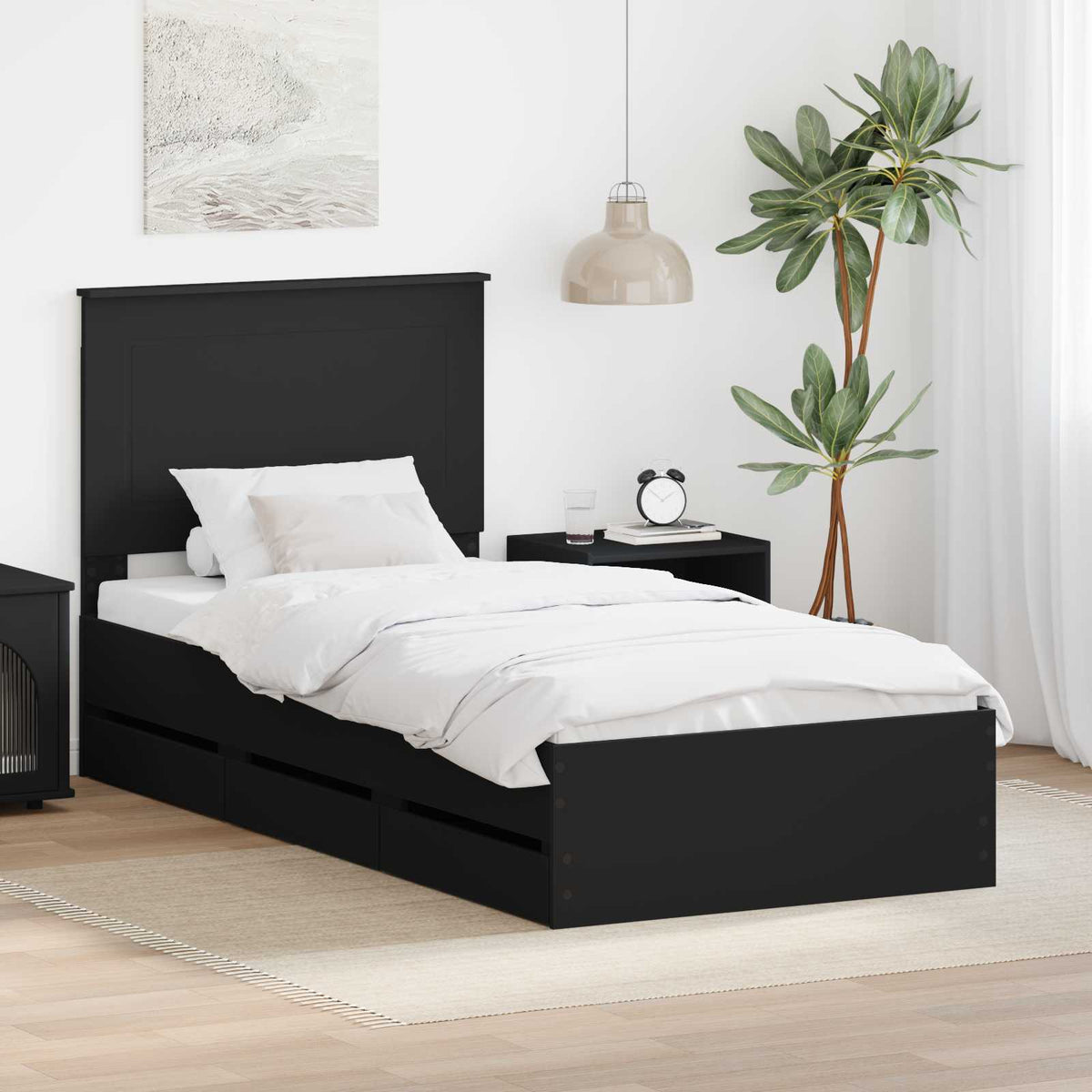 Krevetna konstrukcija Crna 90 x 190 cm Inženjersko Drvo