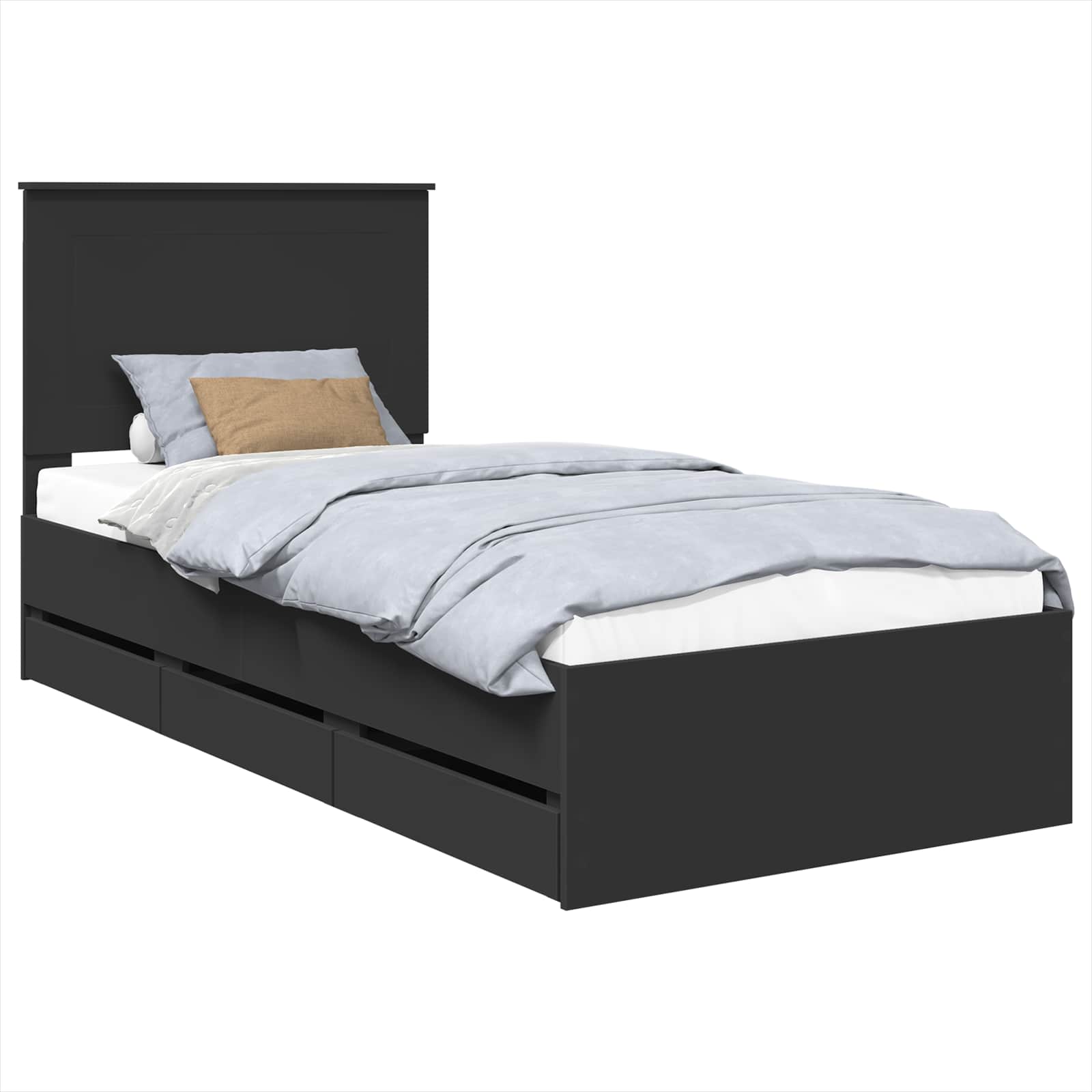 Krevetna konstrukcija Crna 90 x 200 cm Inženjersko Drvo