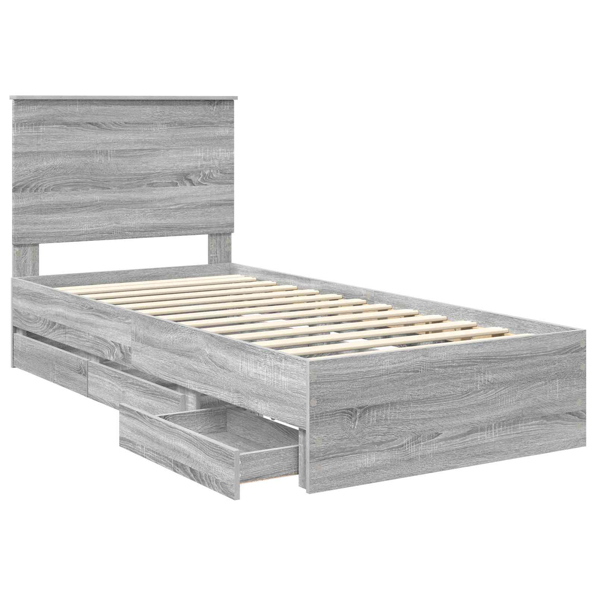 Krevetna konstrukcija Siva Sonoma 75 x 190 cm Inženjersko Drvo
