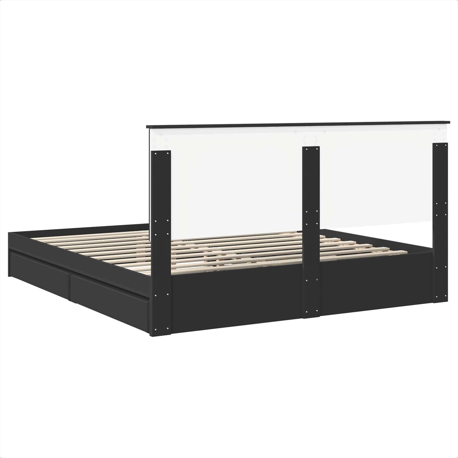 Krevet s od storage Crna 200 x 200 cm Konstruirano drvo