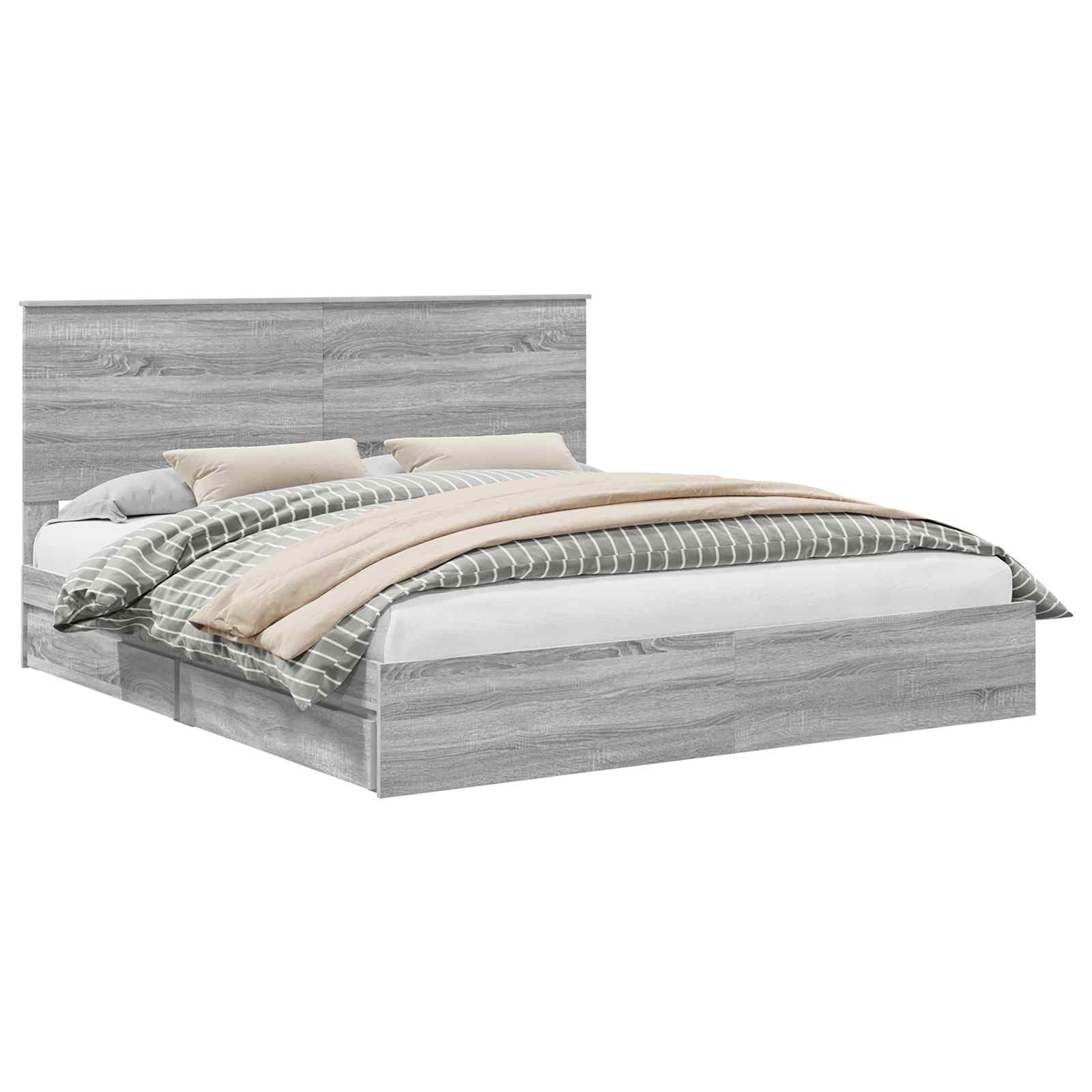 Krevet s od storage Siva Sonoma 200 x 200 cm Konstruirano drvo