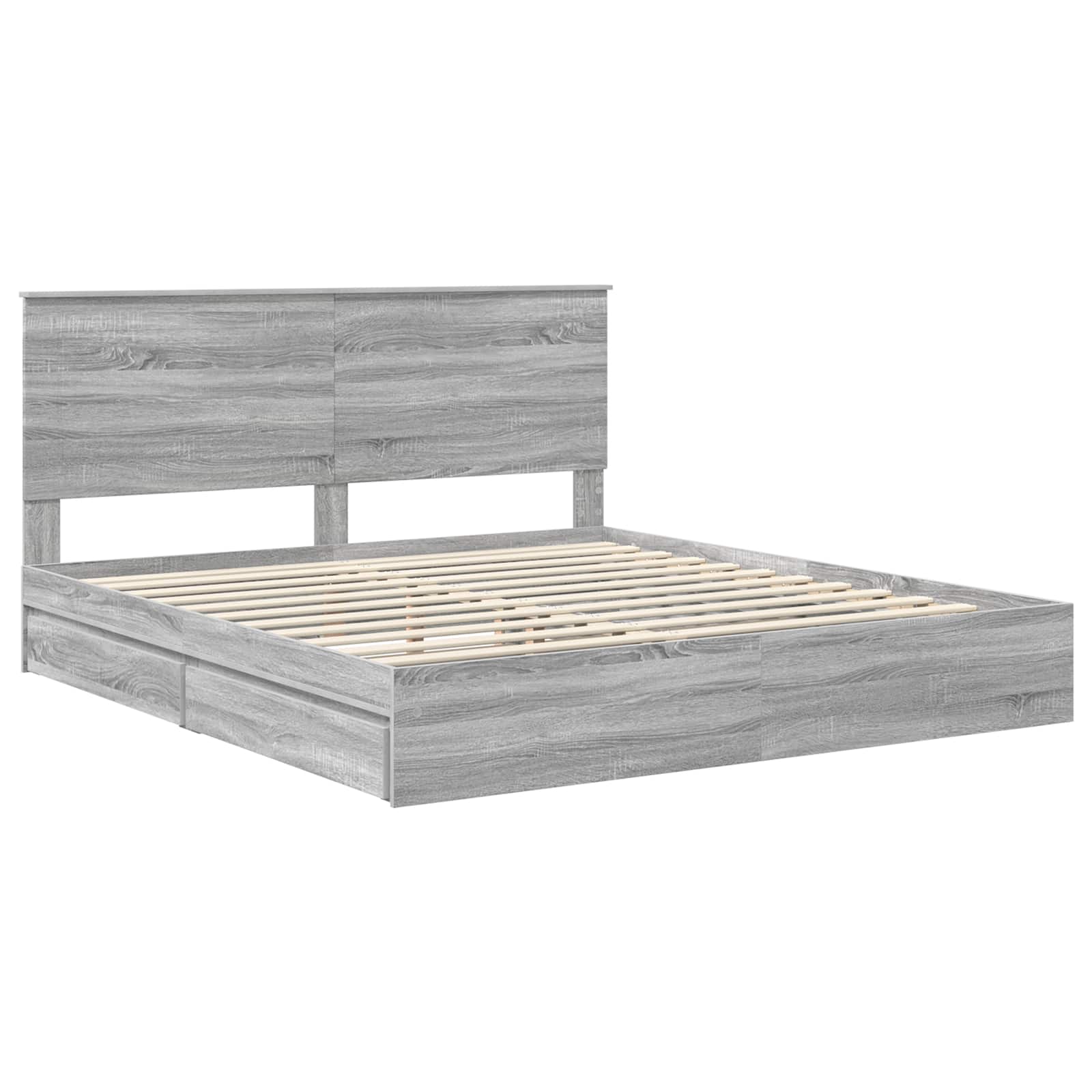 Krevet s od storage Siva Sonoma 200 x 200 cm Konstruirano drvo