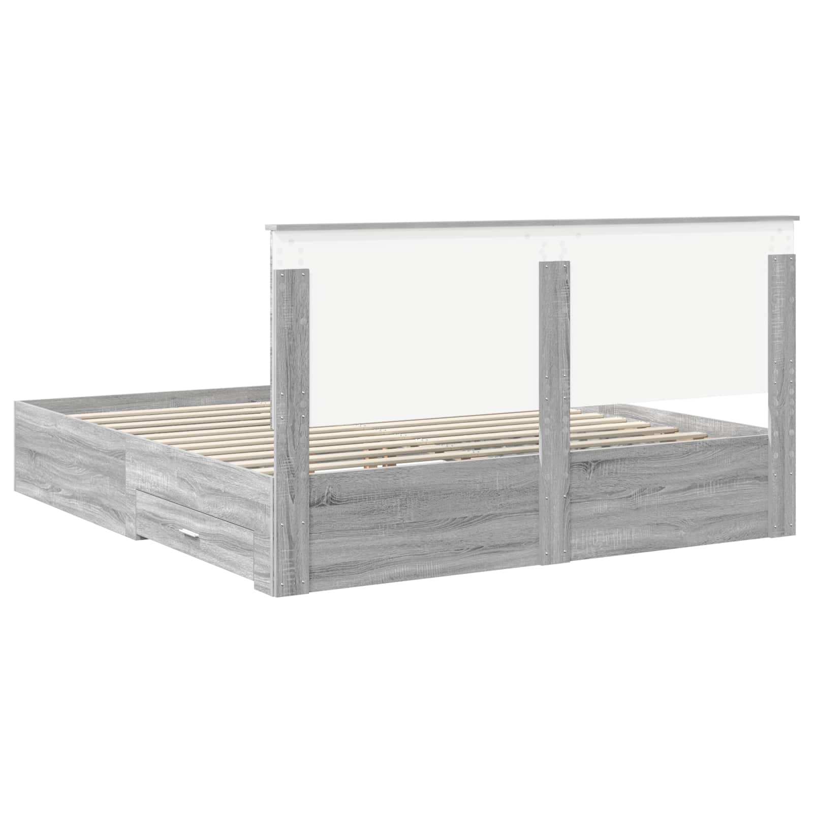 Krevet s od storage Siva Sonoma 200 x 200 cm Konstruirano drvo