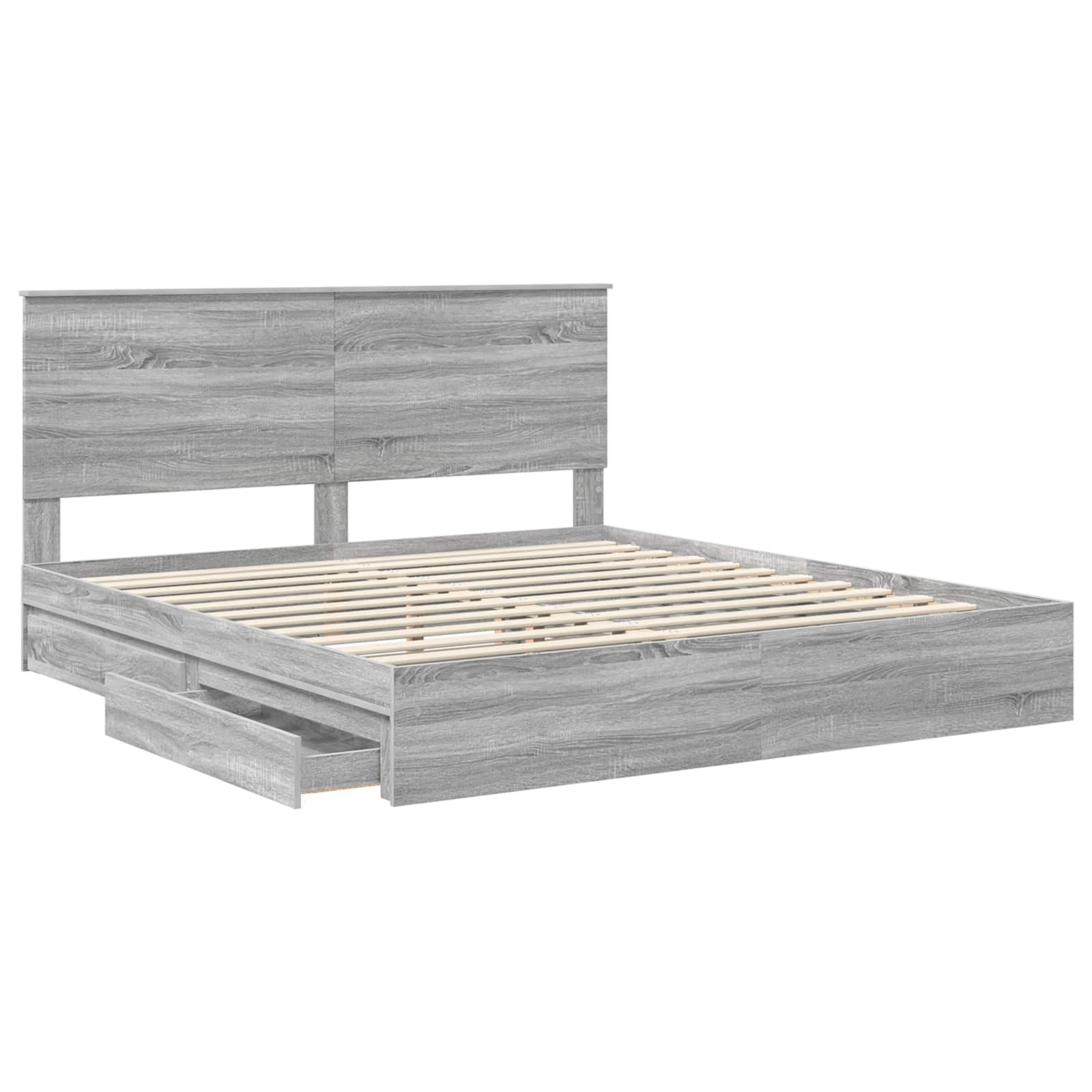 Krevet s od storage Siva Sonoma 180 x 200 cm Konstruirano drvo