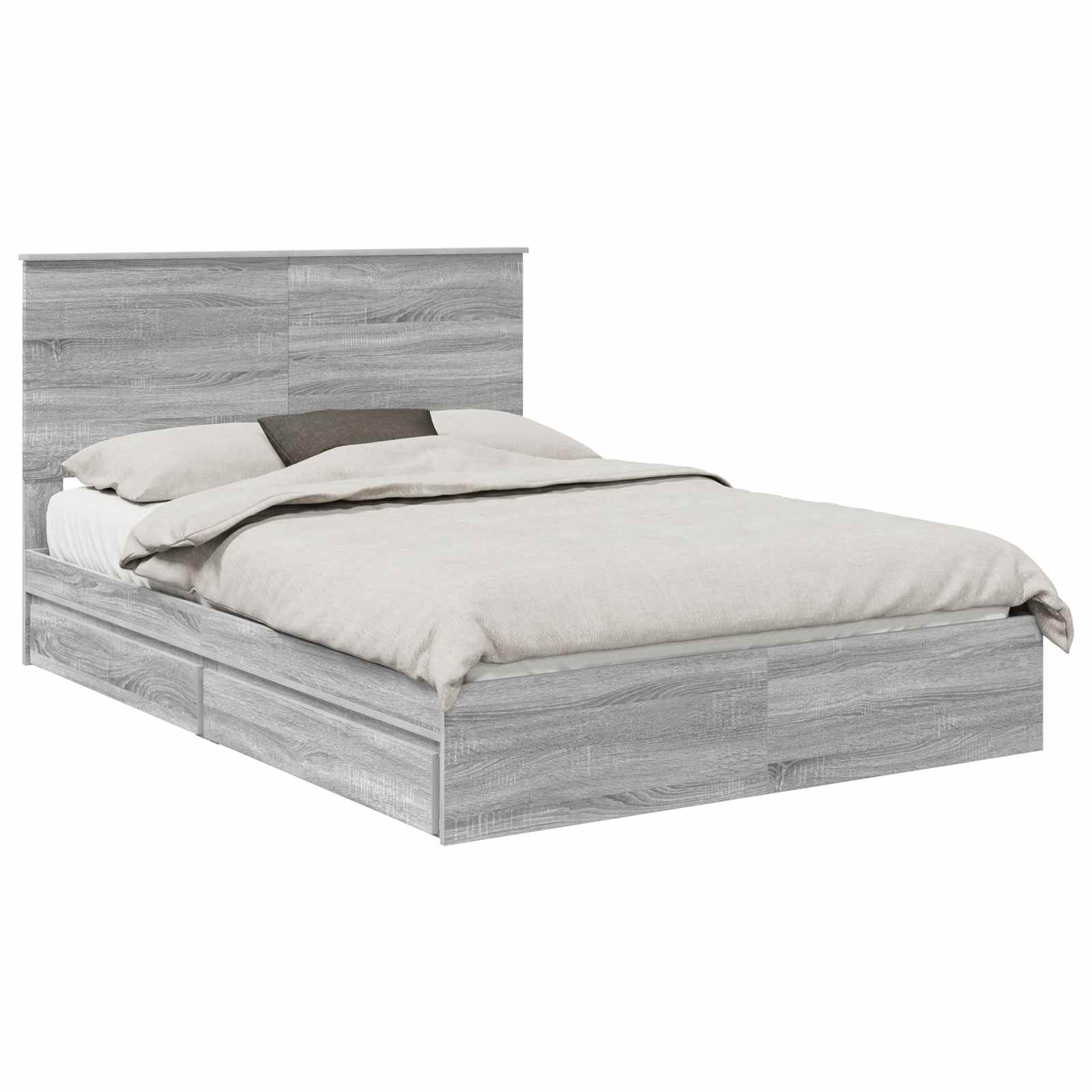 Krevet s od storage Siva Sonoma 160 x 200 cm Konstruirano drvo