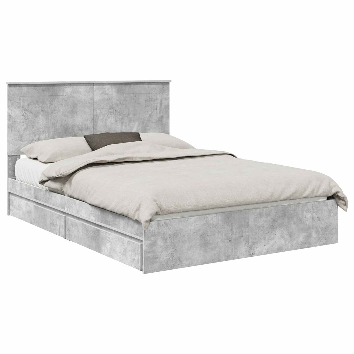 Krevet s od storage s uzglavljem Betonski sivi 150 x 200 cm