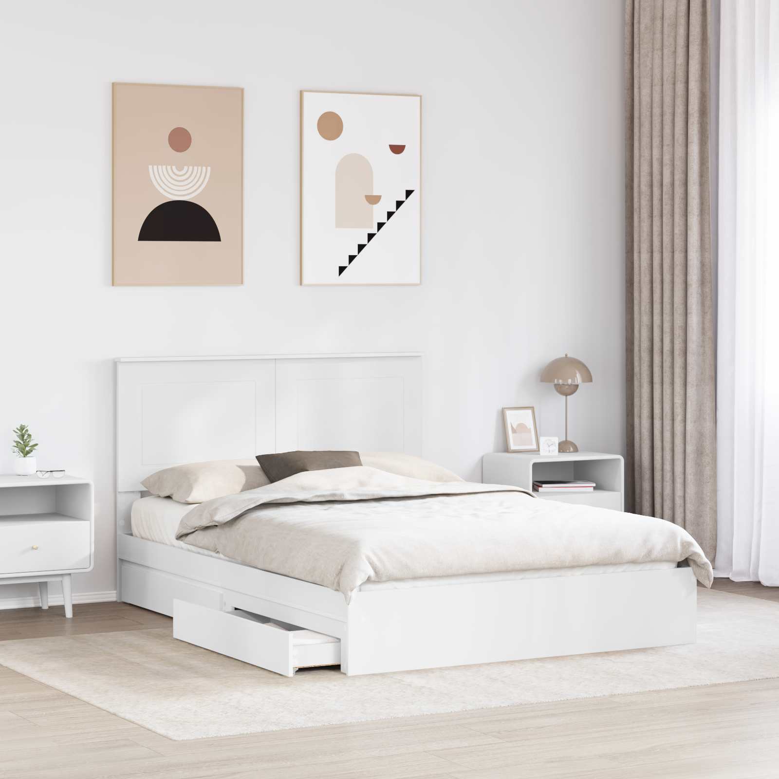 Krevet s od storage Bijelo 140 x 190 cm Konstruirano drvo