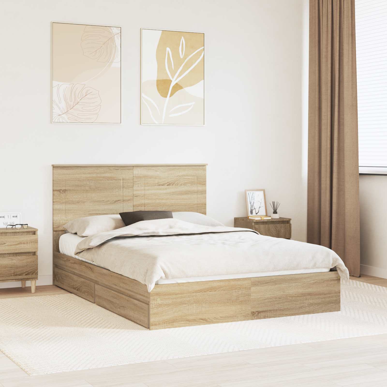 Krevet s od storage Sonoma hrast 140 x 200 cm Konstruirano drvo
