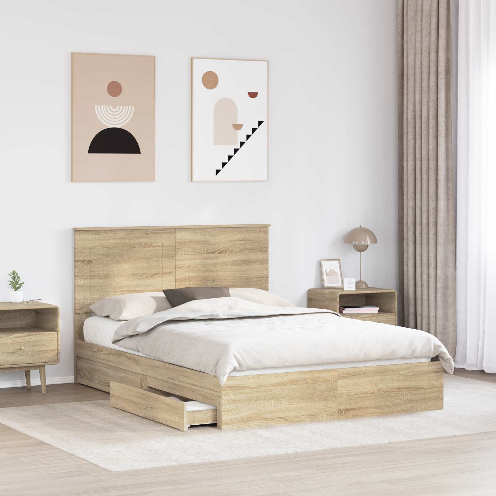 Krevet s od storage Sonoma hrast 140 x 200 cm Konstruirano drvo