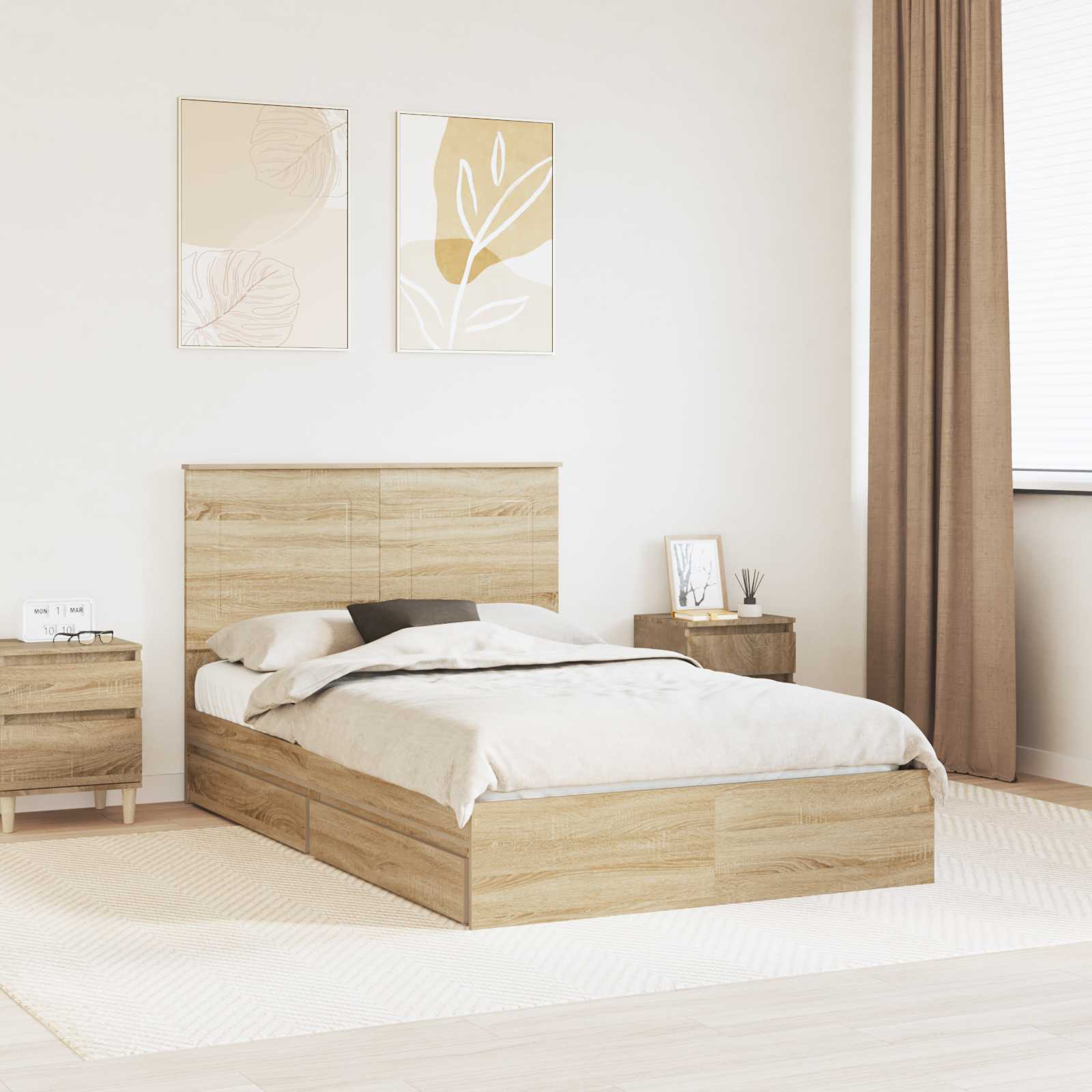 Krevet s od storage Sonoma hrast 135 x 190 cm Konstruirano drvo
